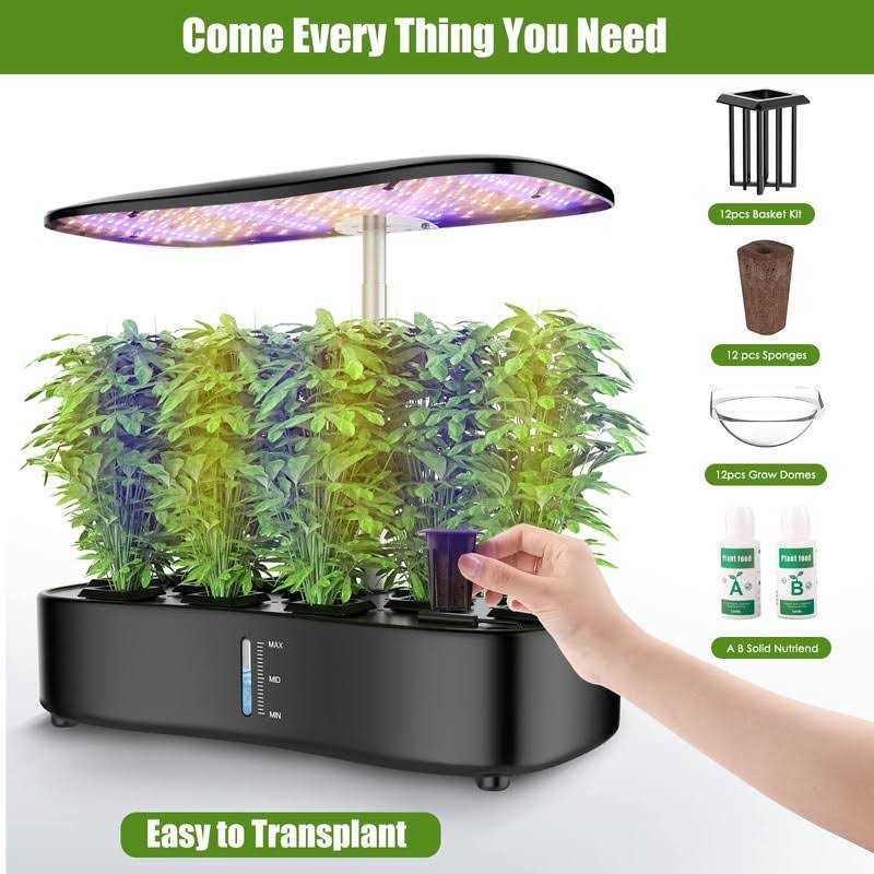 Kichgarden Large Tank Hydroponics Growing System 12 Pods Herb Garden Kit Indoor with Grow Lights - Image 2