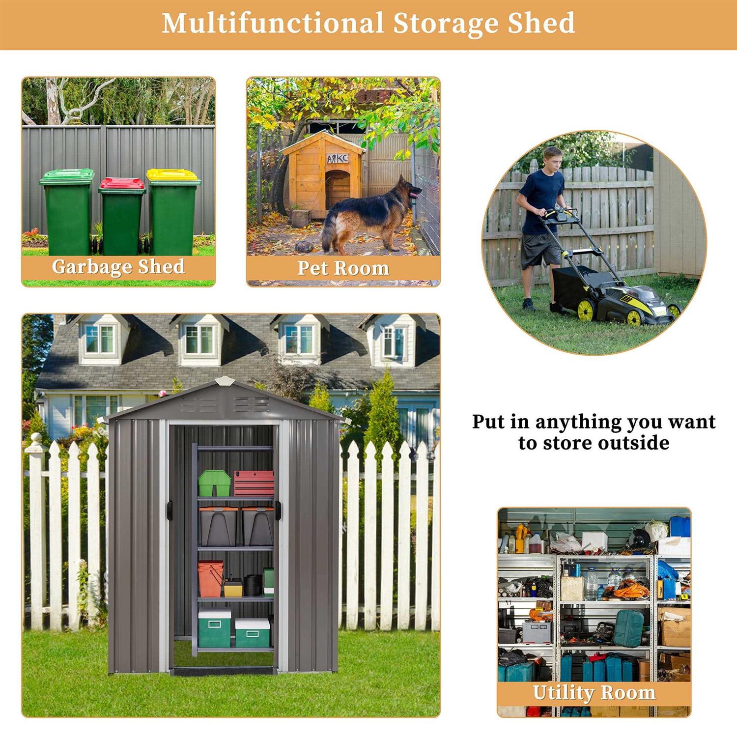 Sobaniilo Outdoor Storage Shed Clearance with Lockable Door Metal Garden Shed Steel Anti-Corrosion Storage House Waterproof Tool Shed - Image 4
