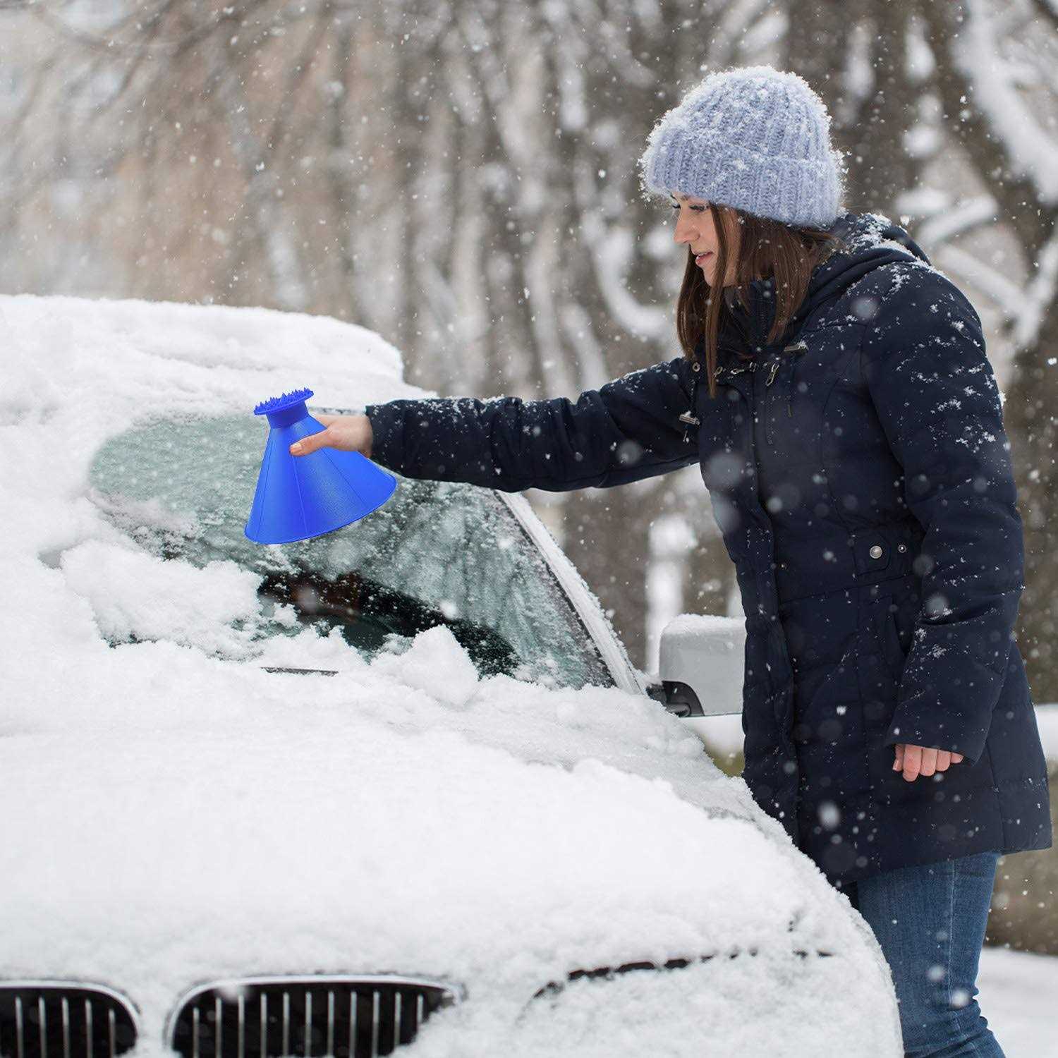 Magical Ice Scrapers for Car Windshield 2 Pack Cone Magic Car Ice Scraper with Funnel - Image 2