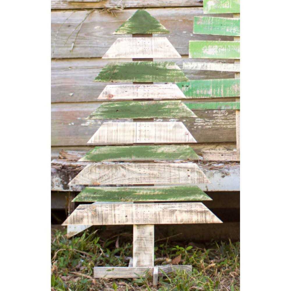 Kalalou Set of Three Recycled Wood Trees With Stands - Image 2
