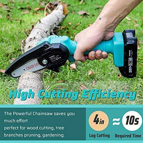 dongyan Mini chainSaw cordless with 2 Battery 4 Inch Mini Handheld chain Saw with Replacement chain - Image 2