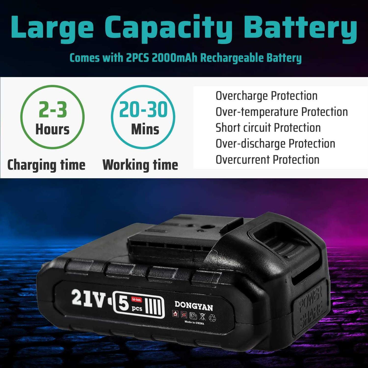 dongyan Mini chainSaw cordless with 2 Battery 4 Inch Mini Handheld chain Saw with Replacement chain - Image 3