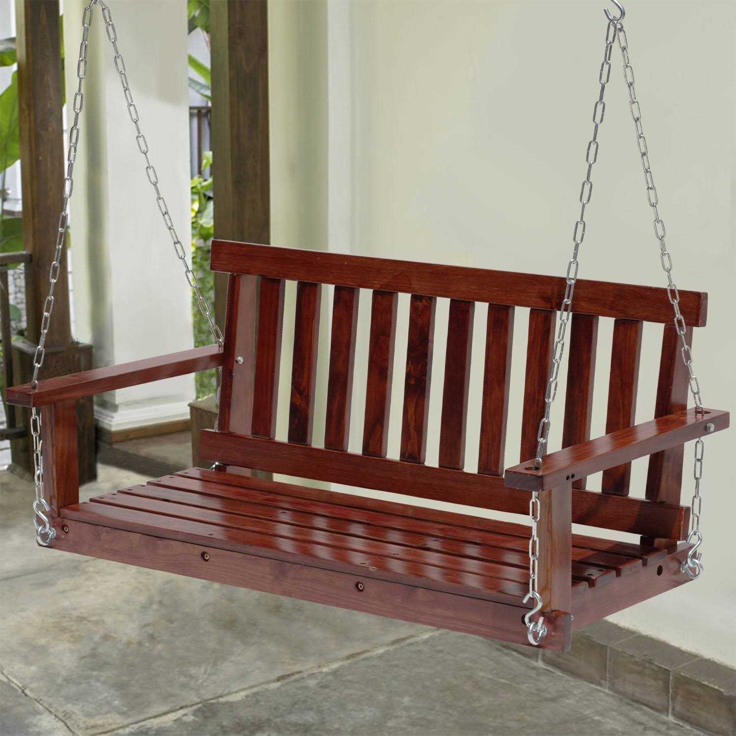 Paylesshere Outdoor Wooden 4Ft/48in Outdoor Swings 800lb Weight Bench Porch Swing for Adults - Image 3
