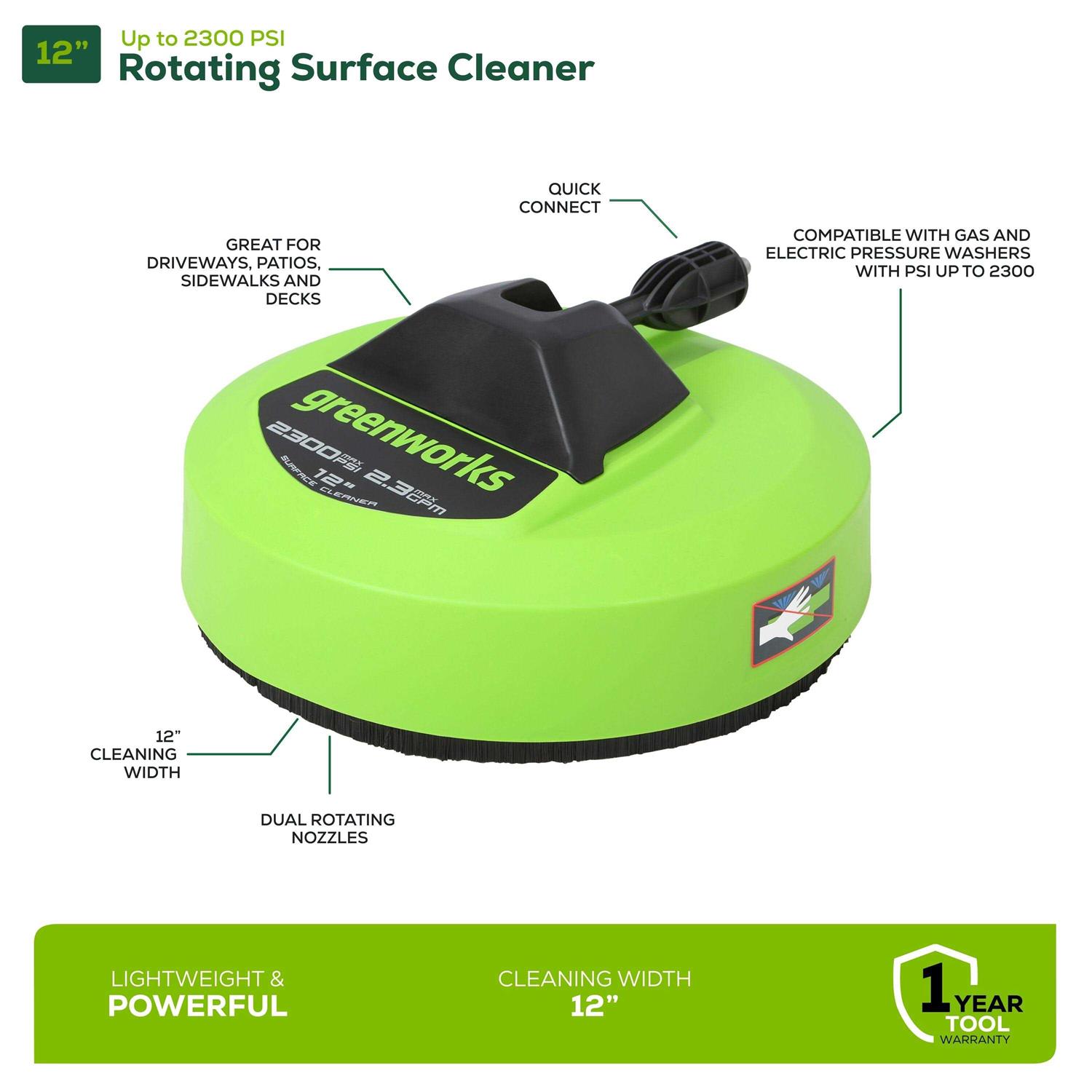 Greenworks Pro Universal 12-in 2300 PSI Rotating Surface Cleaner for Electric Pressure Washers - Image 2