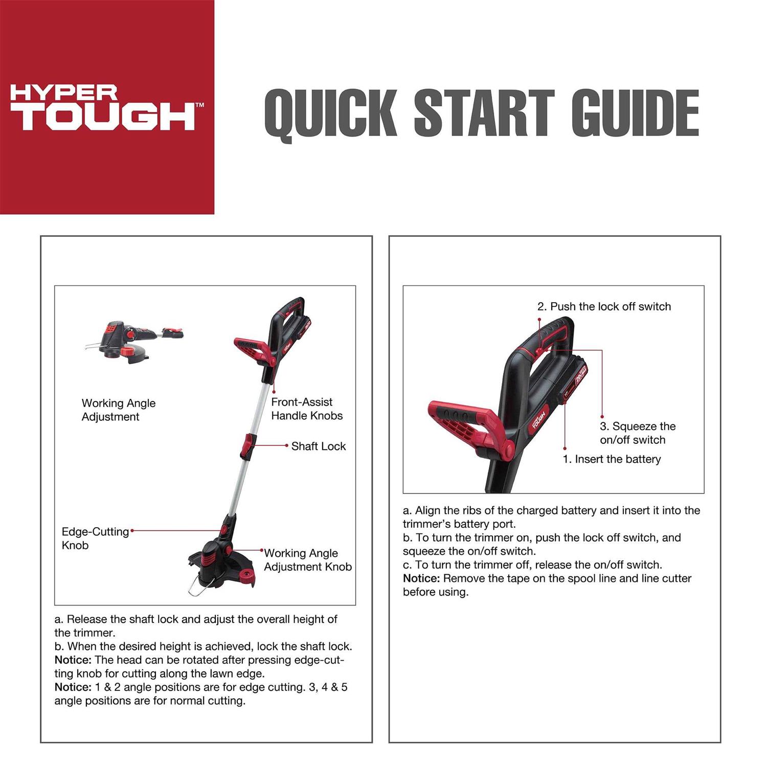 Hyper Tough 20V Max Cordless 12-Inch String Trimmer - Image 3