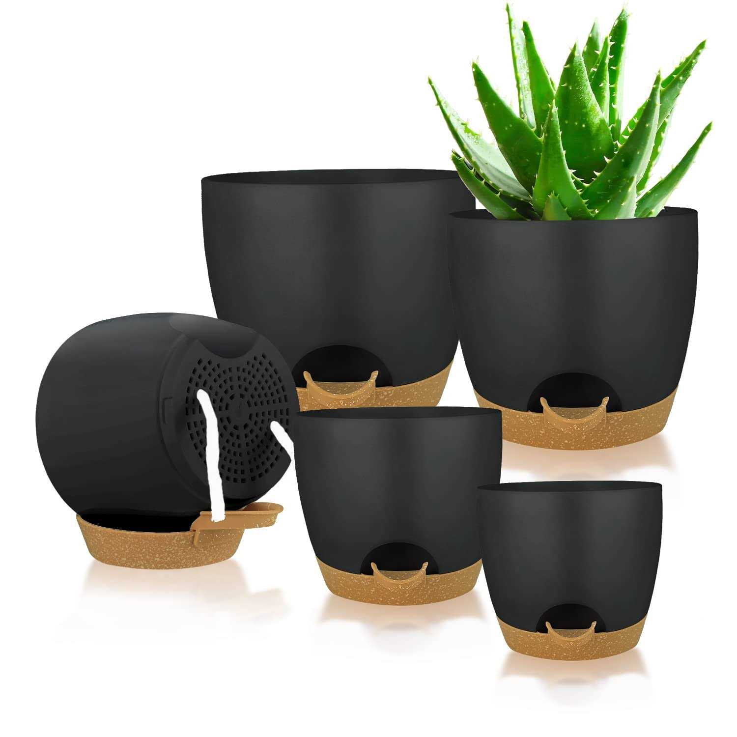 Self Watering Planters with Drainage Holes Reservoir,Nursery Planting Pot for Indoor Decor Garden Plants Succulents,Snake Plant - Image 5