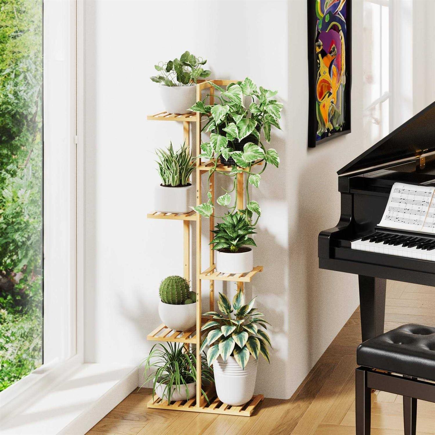 Rossny Plant Stand Indoor 6 Tier 7 Potted Bamboo Plant Stands for Multiple Indoor Plants - Image 3