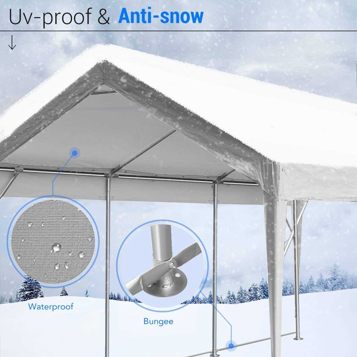 Peaktop Outdoor Upgraded Heavy Duty Carport Car Canopy Portable - Image 3