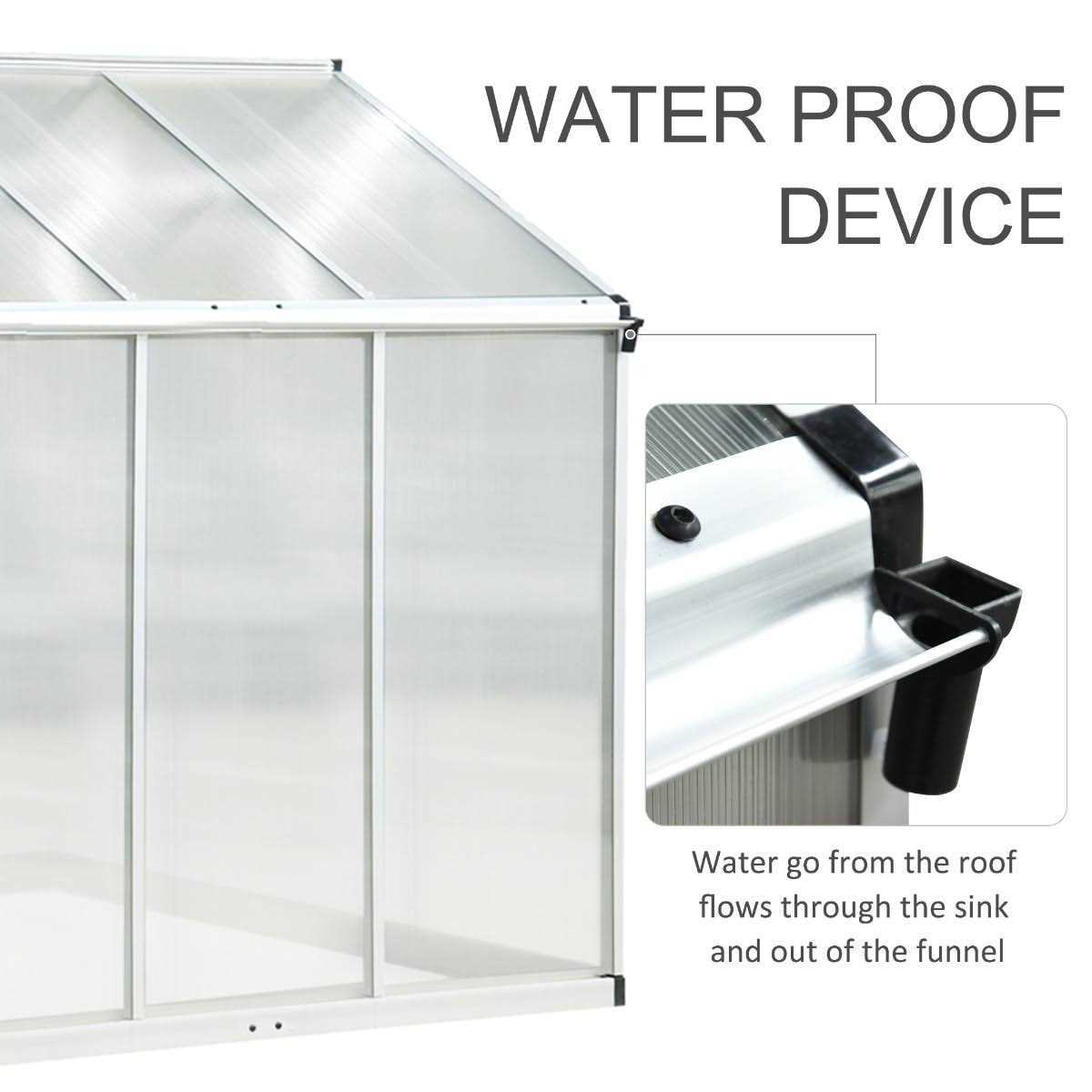 Outsunny Aluminium Greenhouse with/ Door Window Galvanized - Image 3