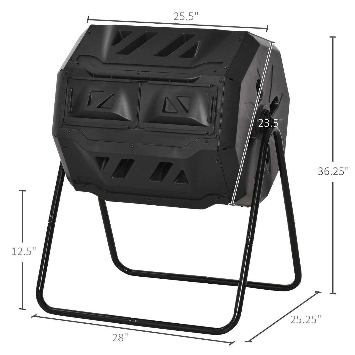 Outsunny Compost Bin Outdoor 360° Dual Chamber Rotating Composter 43 Gallon - Image 2