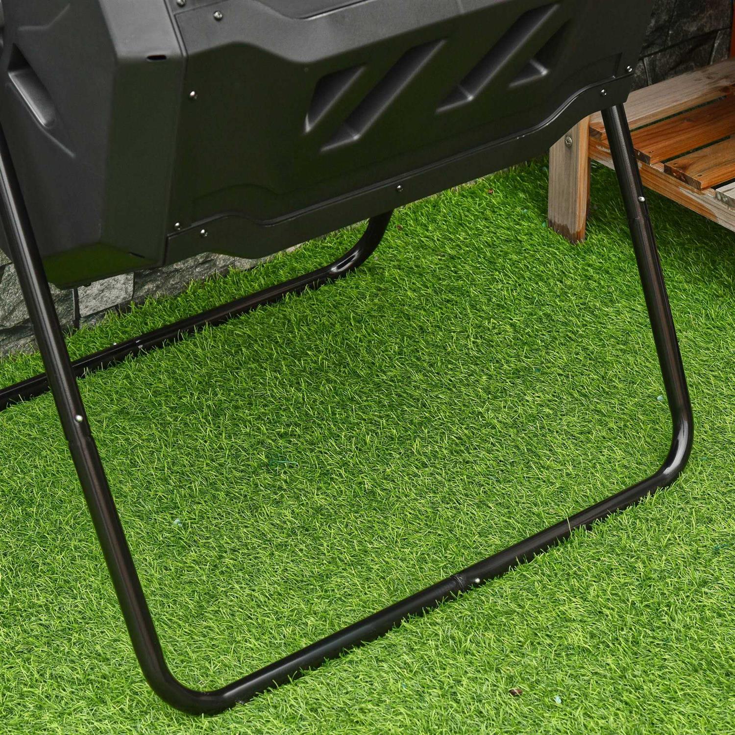 Outsunny Compost Bin Outdoor 360° Dual Chamber Rotating Composter 43 Gallon - Image 3