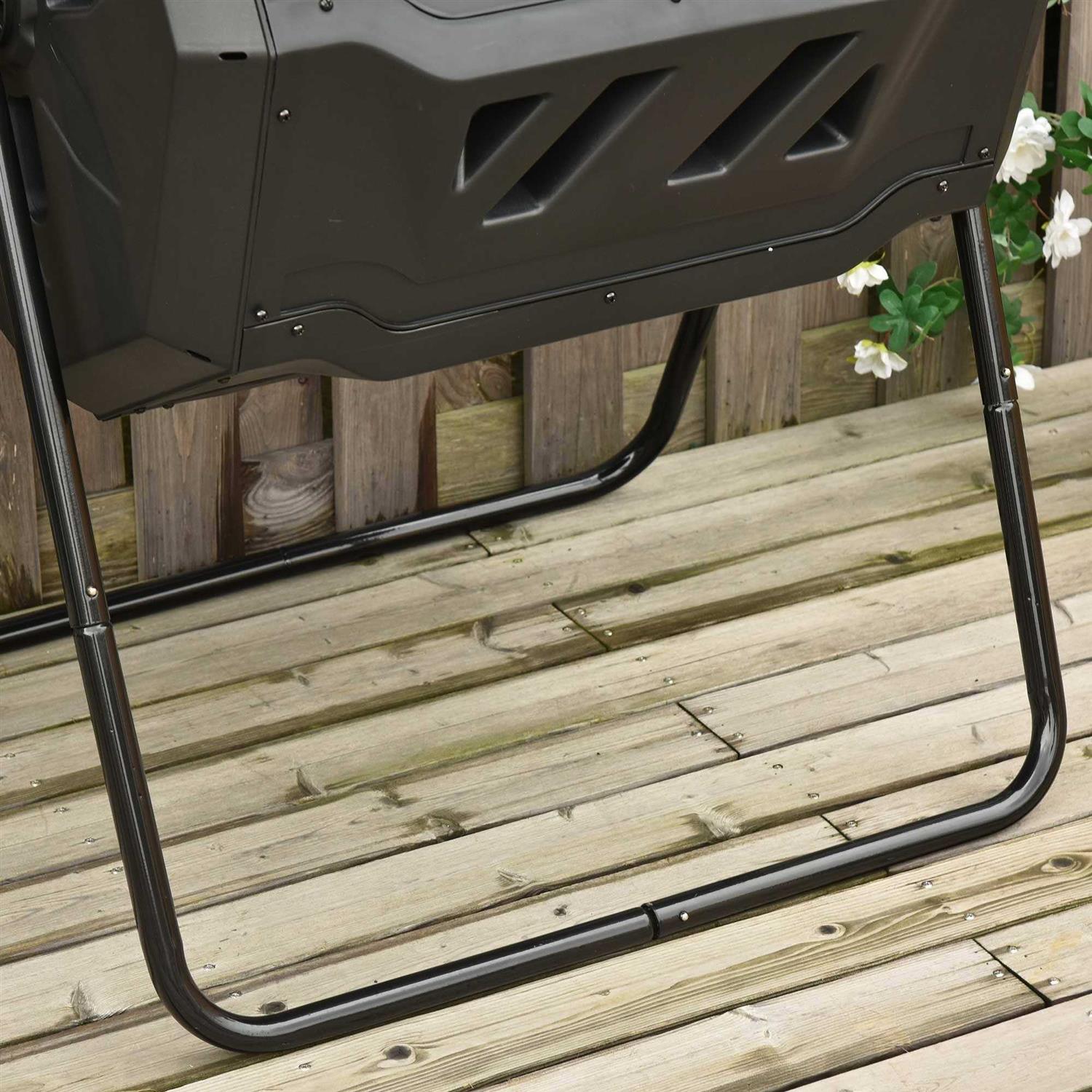 Outsunny Compost Bin Outdoor 360° Dual Chamber Rotating Composter 43 Gallon - Image 2