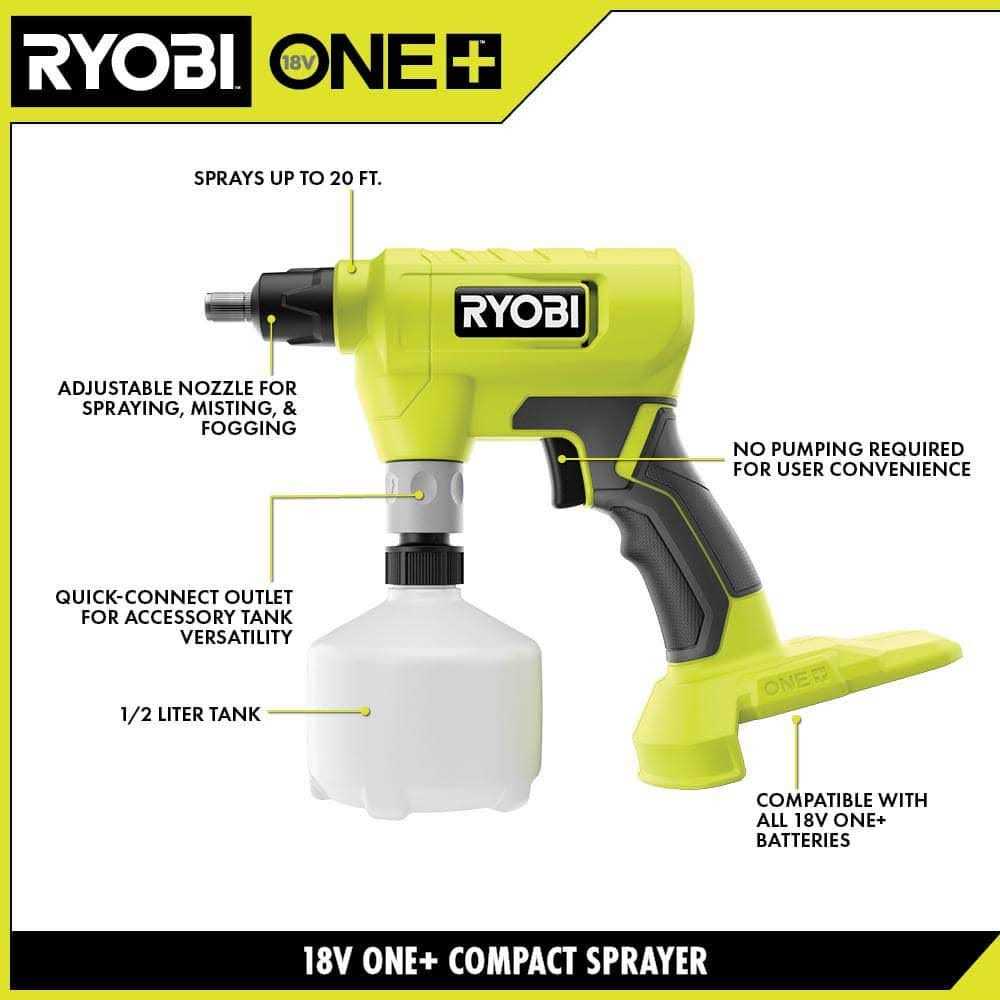 RYOBI ONE+ 18V Battery Cordless .5L Compact Sprayer w Replacement Tank - Image 2