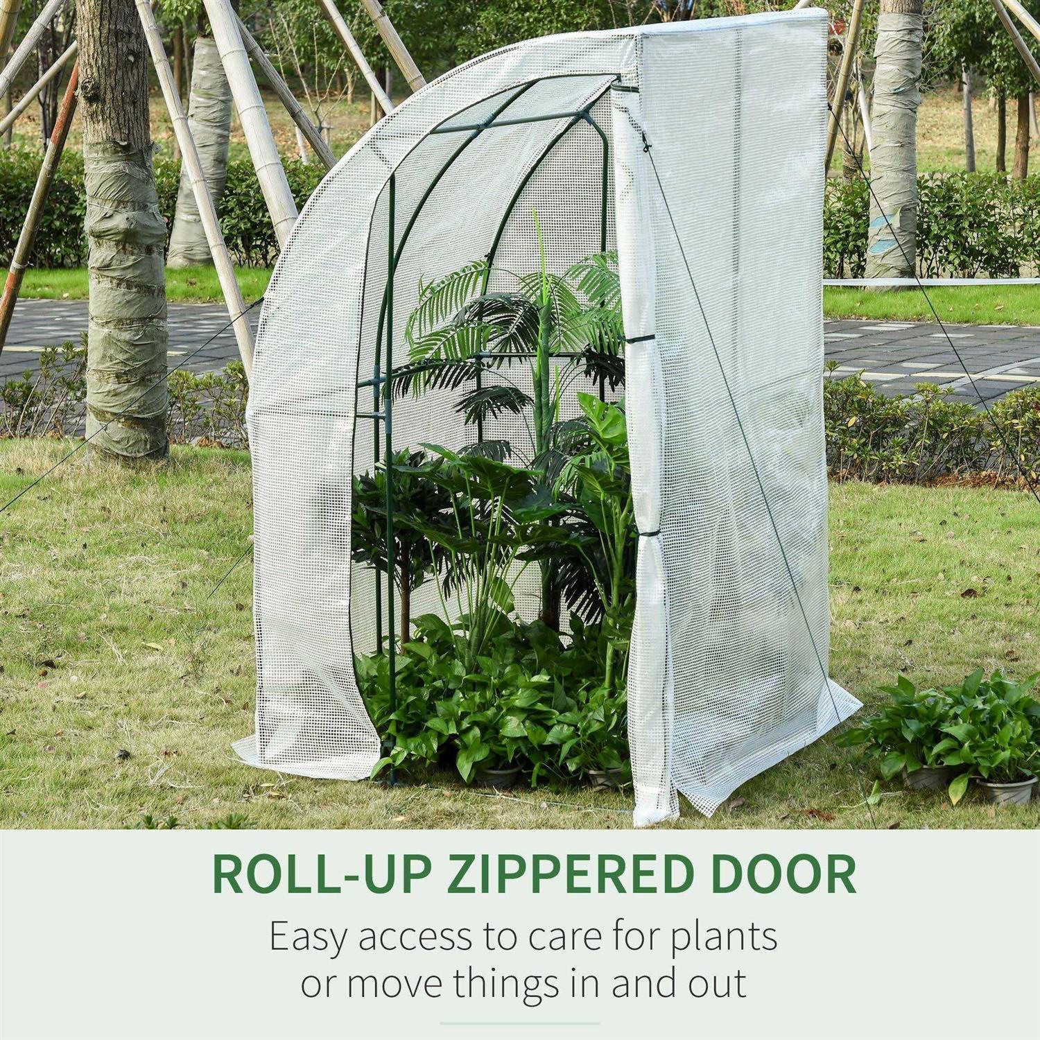 Outsunny 7' x 7' Outdoor Walk-In Greenhouse, Plant Nursery with Roll-up and PE Cover - Image 2