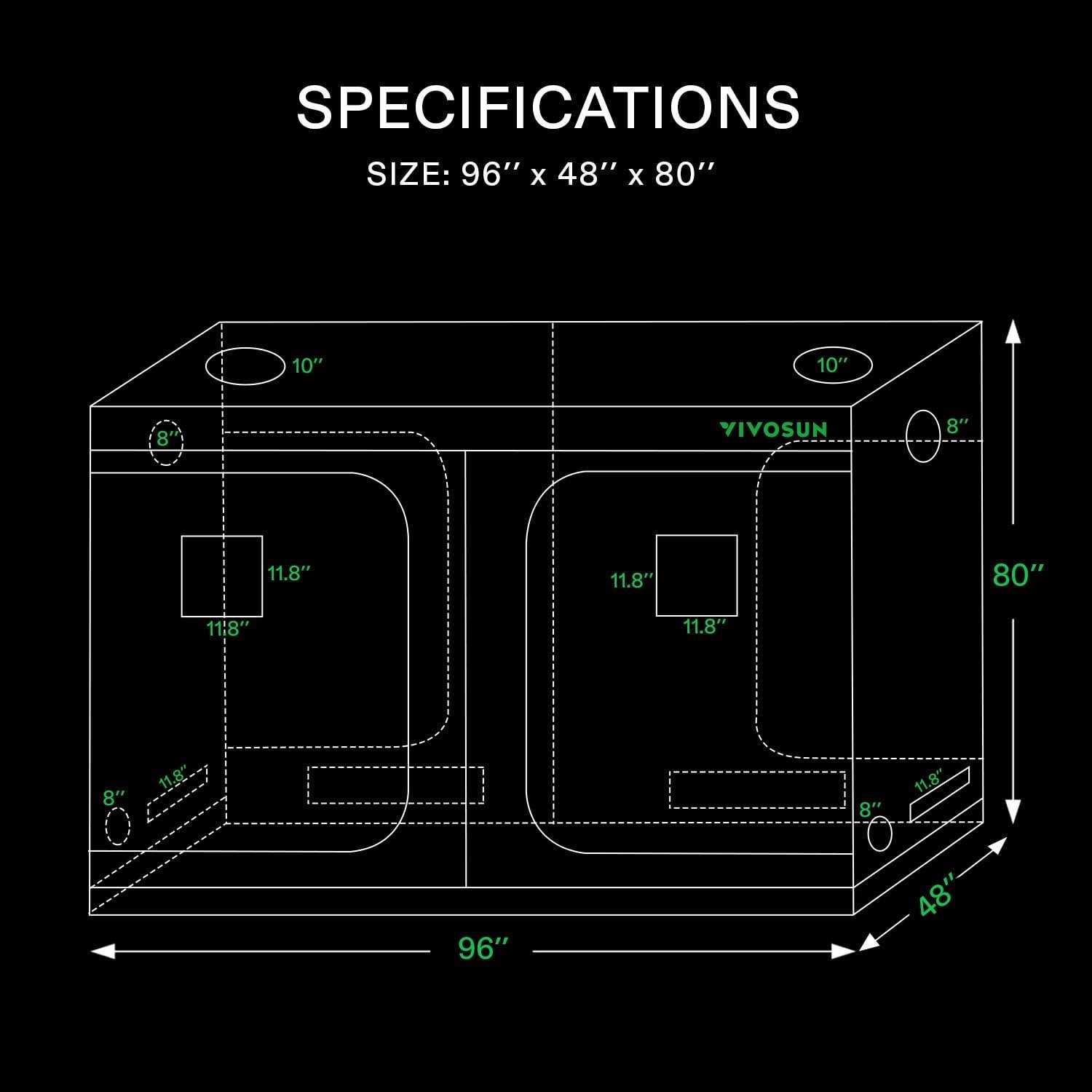 Grow Tent High Reflective Mylar with Observation Window and Floor Tray ...