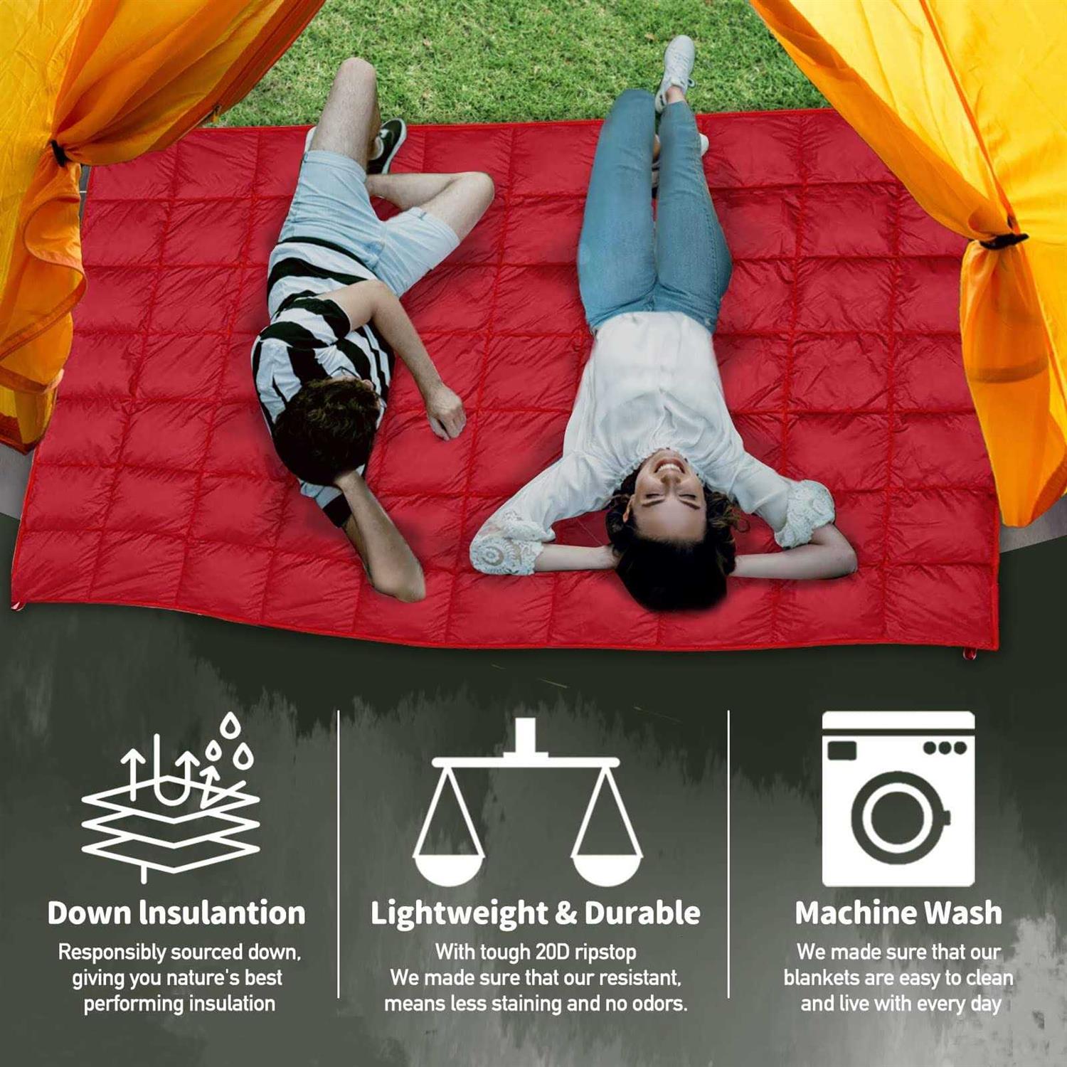 GLORSIGN Outdoor Puffy Camping Blanket Lightweight Down Alternative Puffy Printed Camping Large Ultra Warm Hammock Top Quilt Waterproof Blanket - Image 2