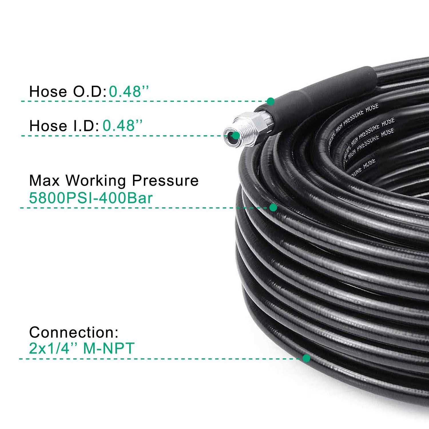 selkie pressure washer sewer jetter kit hydro drain jetter cleaner hose, corner, rotating and button nose sewer - Image 3