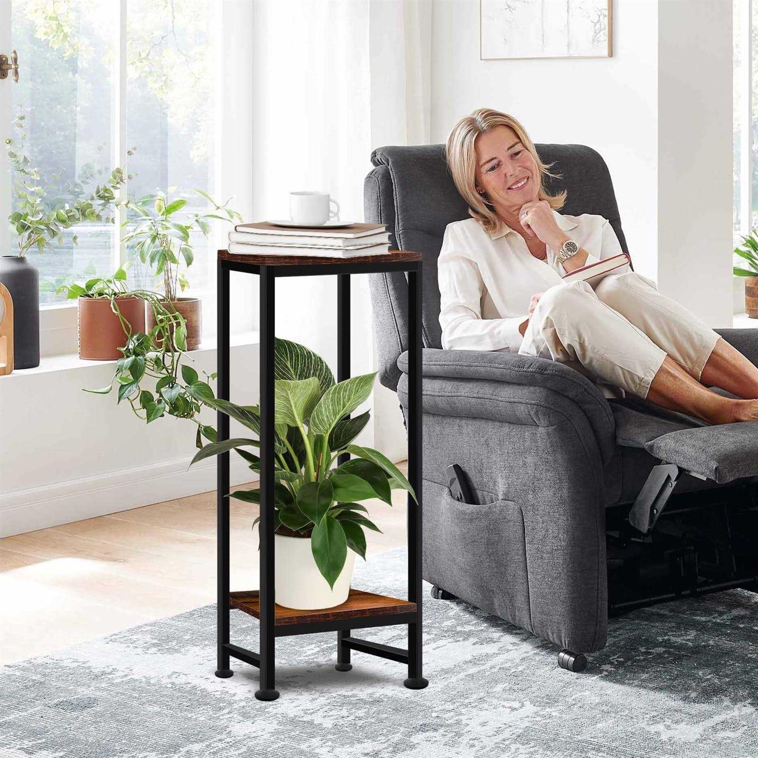 Plant Stand Indoor Tall Plant stands for Indoor Outdoor Plants 2 Tier Heavy Duty Plant Shelf 31 Metal Plant Stand Modern Corner Flower Stand - Image 2