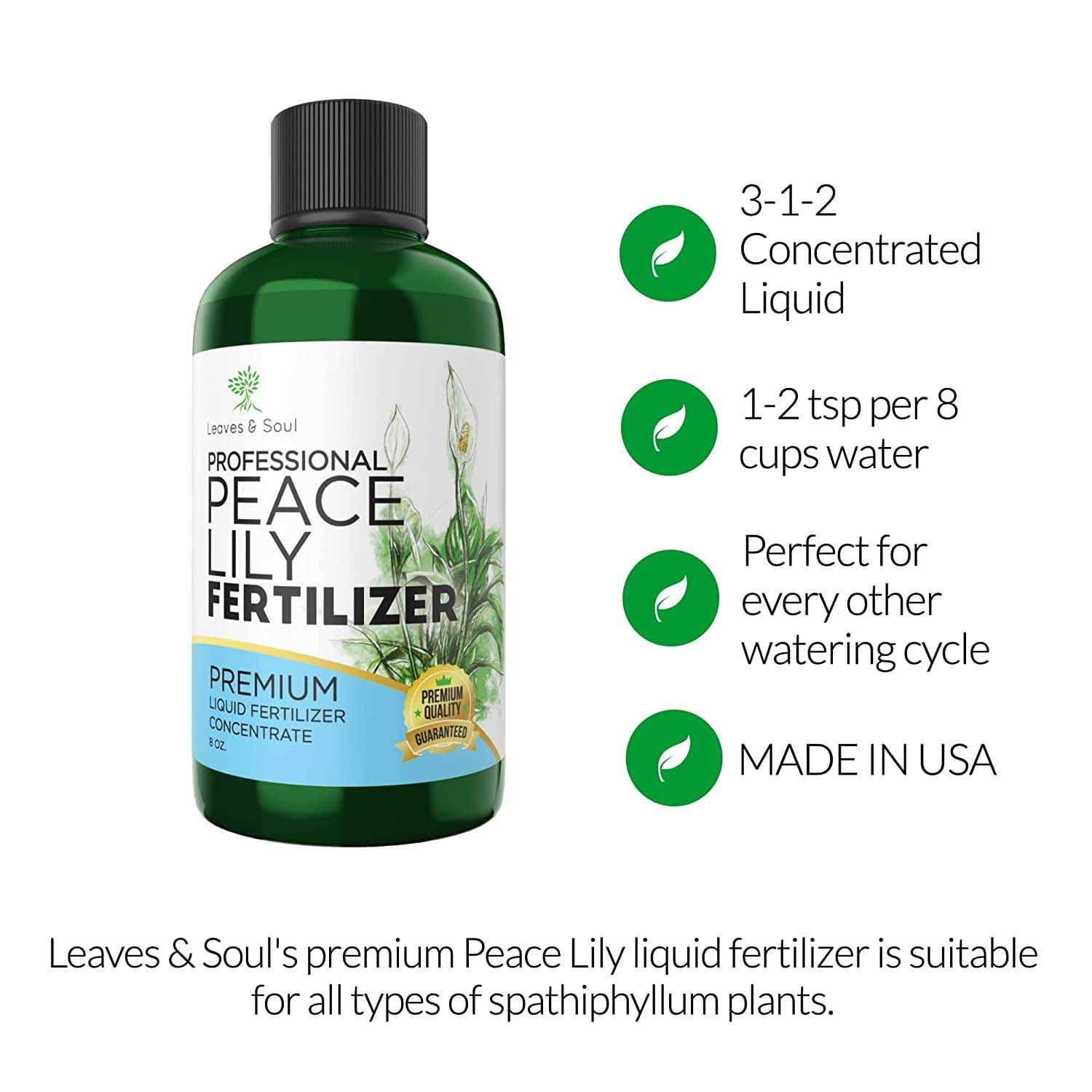 Leaves and Soul Professional Liquid Peace Lily Plant Fertilizer 3-1-2 Concentrate for Plants and Flowers - Image 2