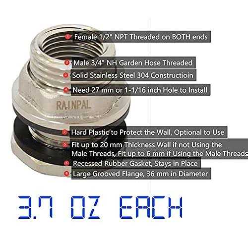 RAINPAL SSBF020 Stainless Steel 304 Bulkhead Tank Fitting - Image 3