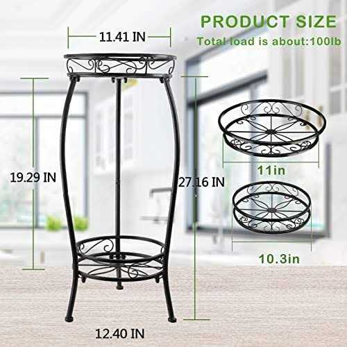 Mocory Plant Stand Indoor Outdoor 2 Tier 27' Tall Metal Potted Holder Rack Flower Pot Stand Heavy Duty Plant Shelf Rustproof Iron Multiple Plant Round - Image 5