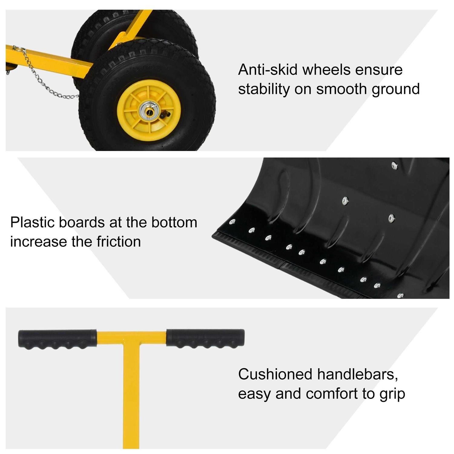 Outsunny Snow Shovel Rolling Pusher with 29'' Blade - Image 4