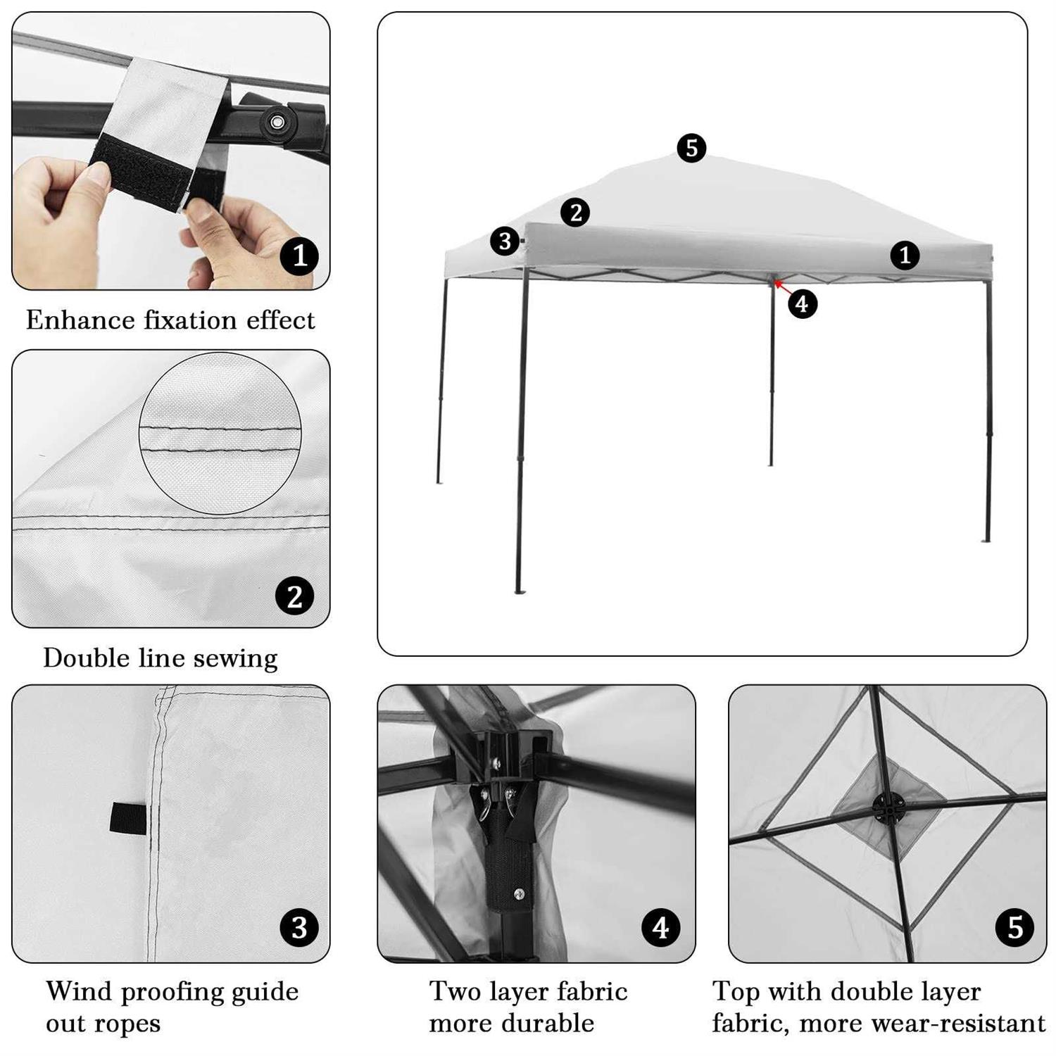Replacement Canopy Top 10' x 10' Pop-Up Canopy Top Cover for Canopy Straight Leg Tent Top Cover - Image 3