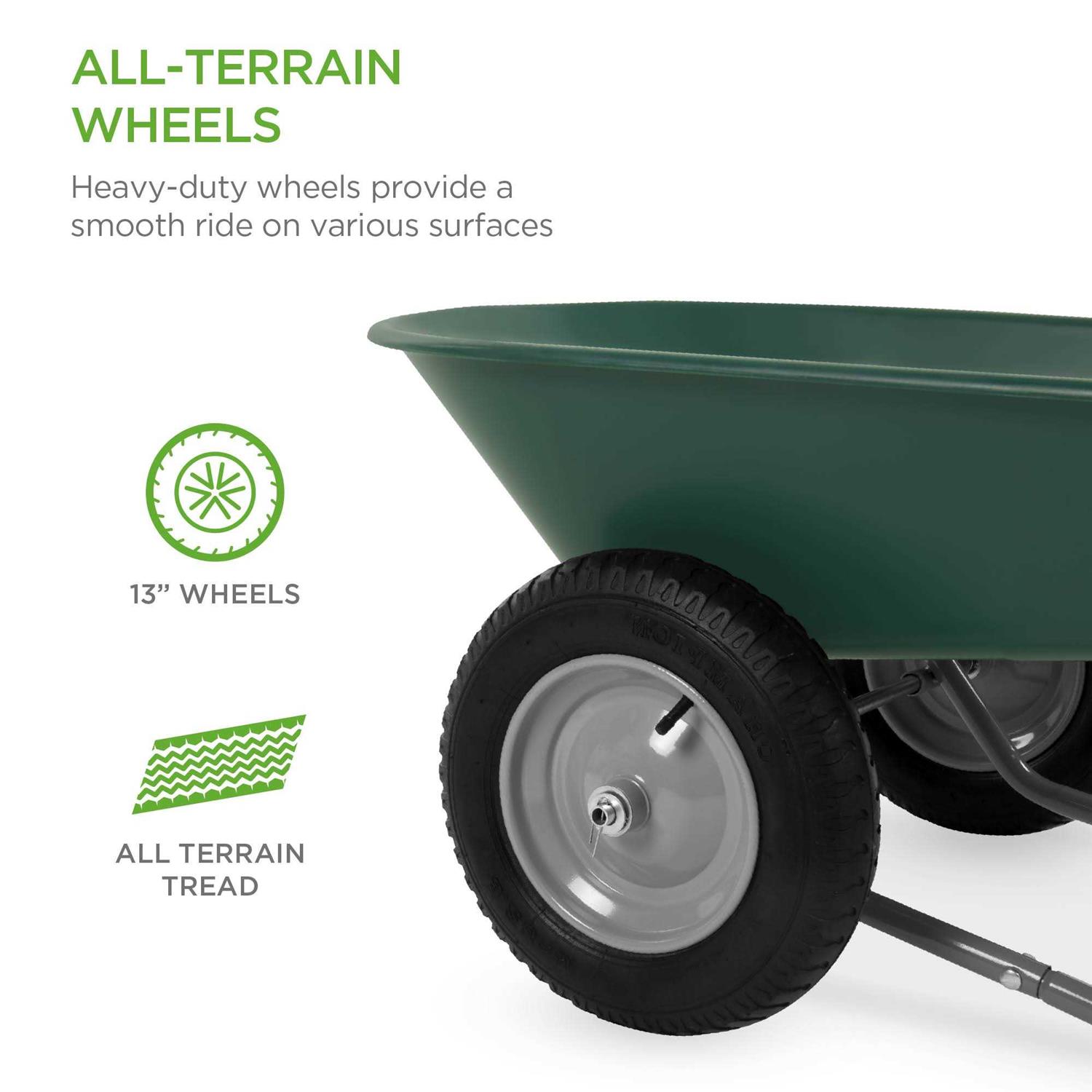 Best Choice Products Dual-Wheel Home Wheelbarrow Yard Garden Cart for Lawn - Image 5