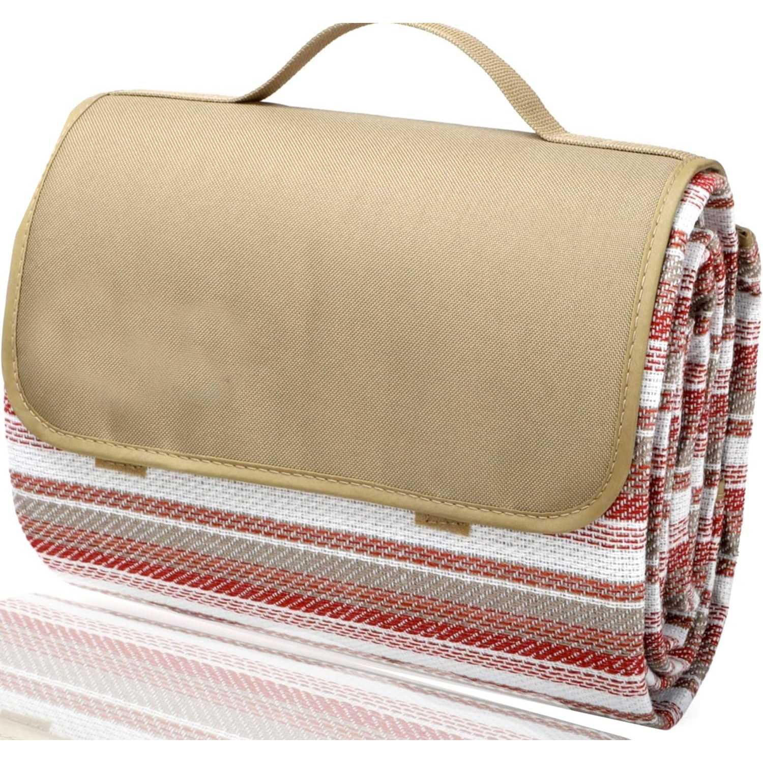 Scuddles Extra Large Picnic & Outdoor Blanket Dual Layers for Outdoor Water-Resistant Handy Mat Tote Spring Summer Blue and White Striped Great - Image 5