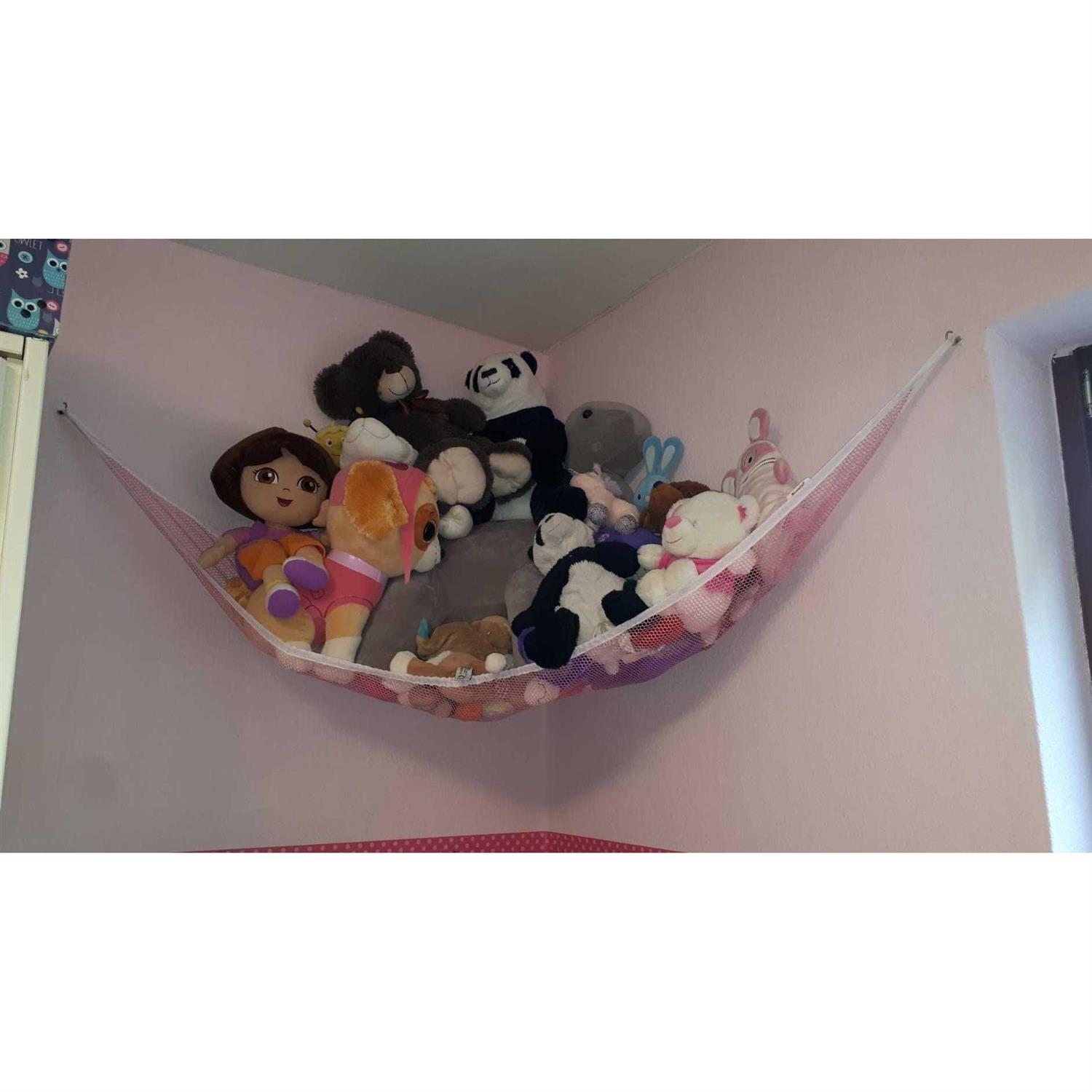 Stuffed Animal Hammock Huijukon Jumbo Corner Toy Hammock Toy Storage Net Hammock Collection Organizer for Stuffed Animals Cuddly Plushie Stuffie - Image 3