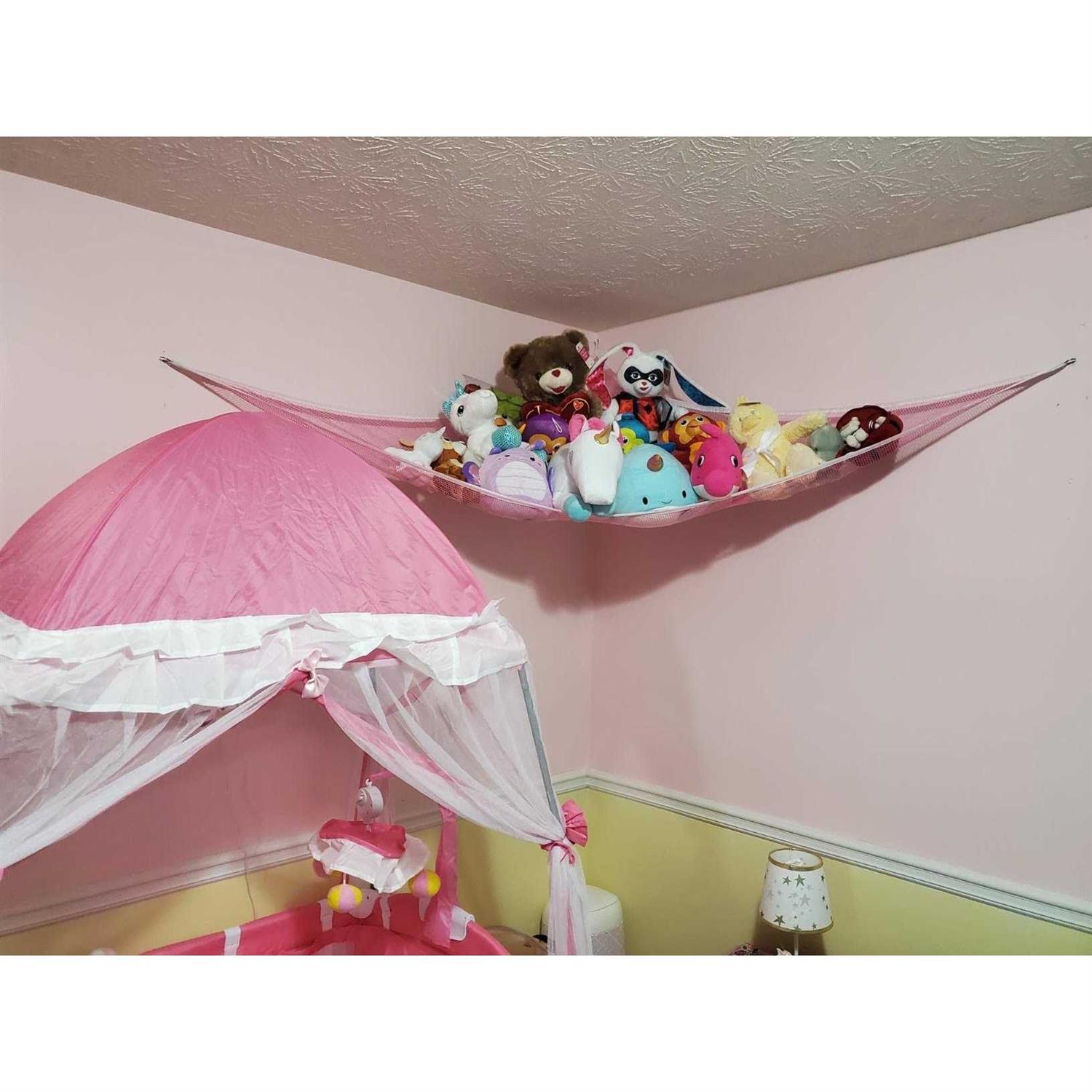 Stuffed Animal Hammock Huijukon Jumbo Corner Toy Hammock Toy Storage Net Hammock Collection Organizer for Stuffed Animals Cuddly Plushie Stuffie - Image 4