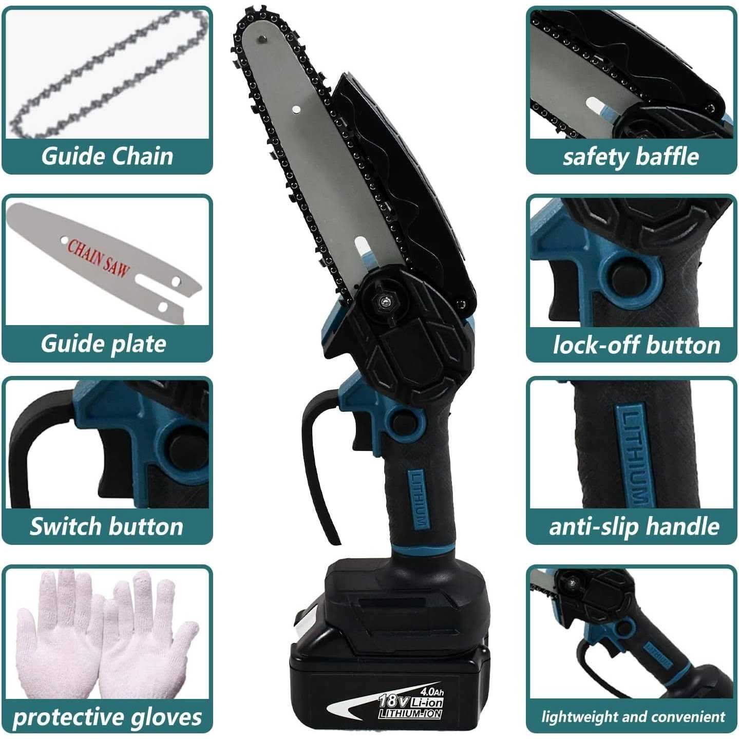 Small Handheld Electric 6-Inch Logging Saw Mini Portable Chainsaw for Wood - Image 5