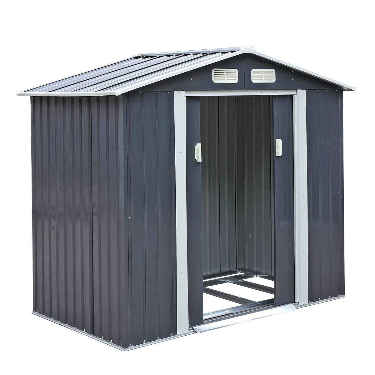 Jaxpety 7 ft. W x 4 ft. D Metal Outdoor Storage Shed for Garden Tool with Sliding Door 28 sq. ft - Image 5