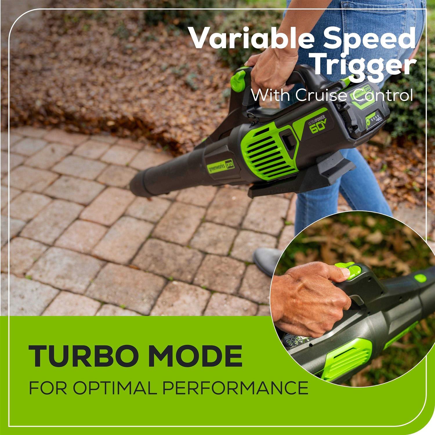 Greenworks PRO PRO 130 MPH 610 CFM 60V Battery Cordless Handheld Leaf Blower - Image 2