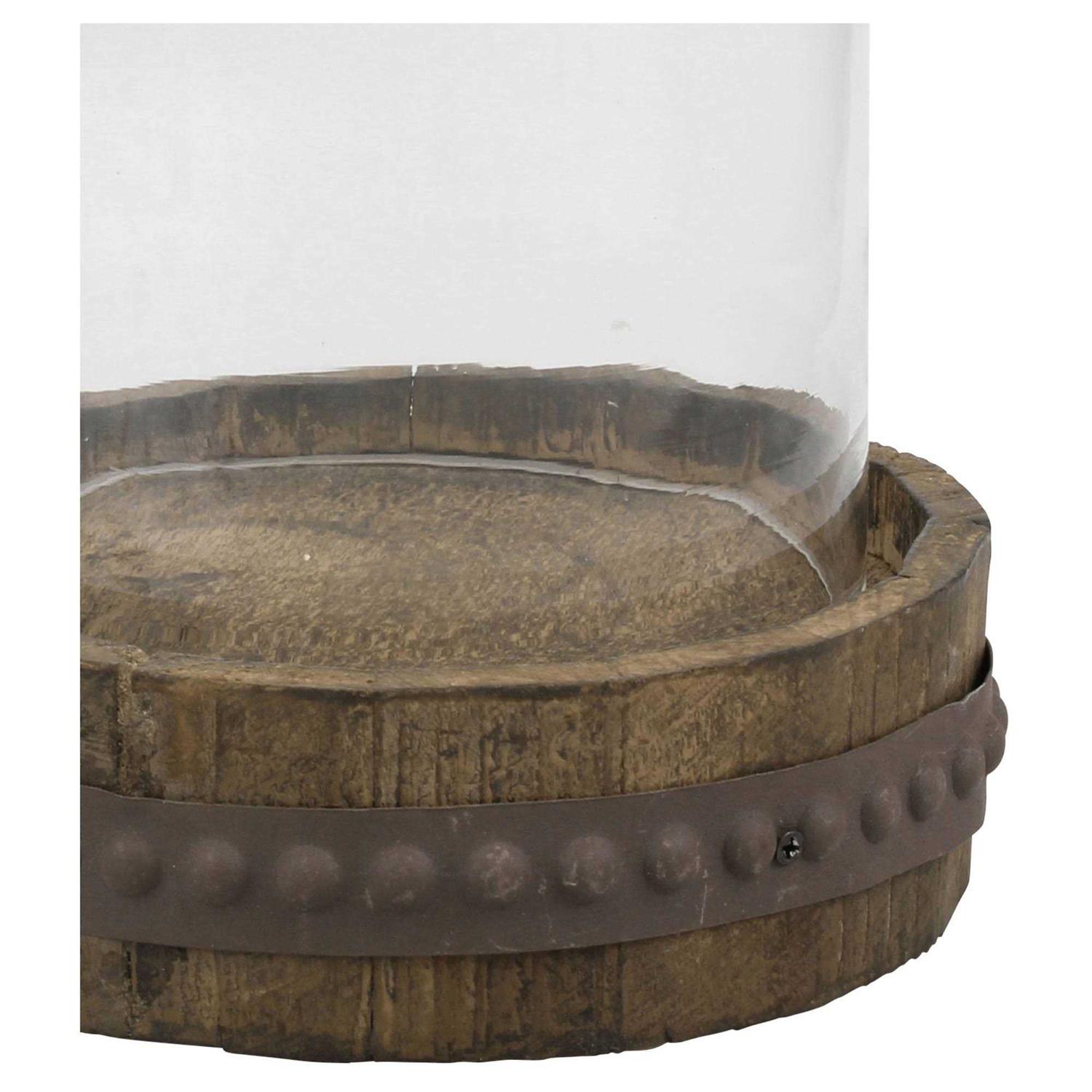 Stonebriar Collection Clear Glass Dome Cloche with Rustic Base - Image 3