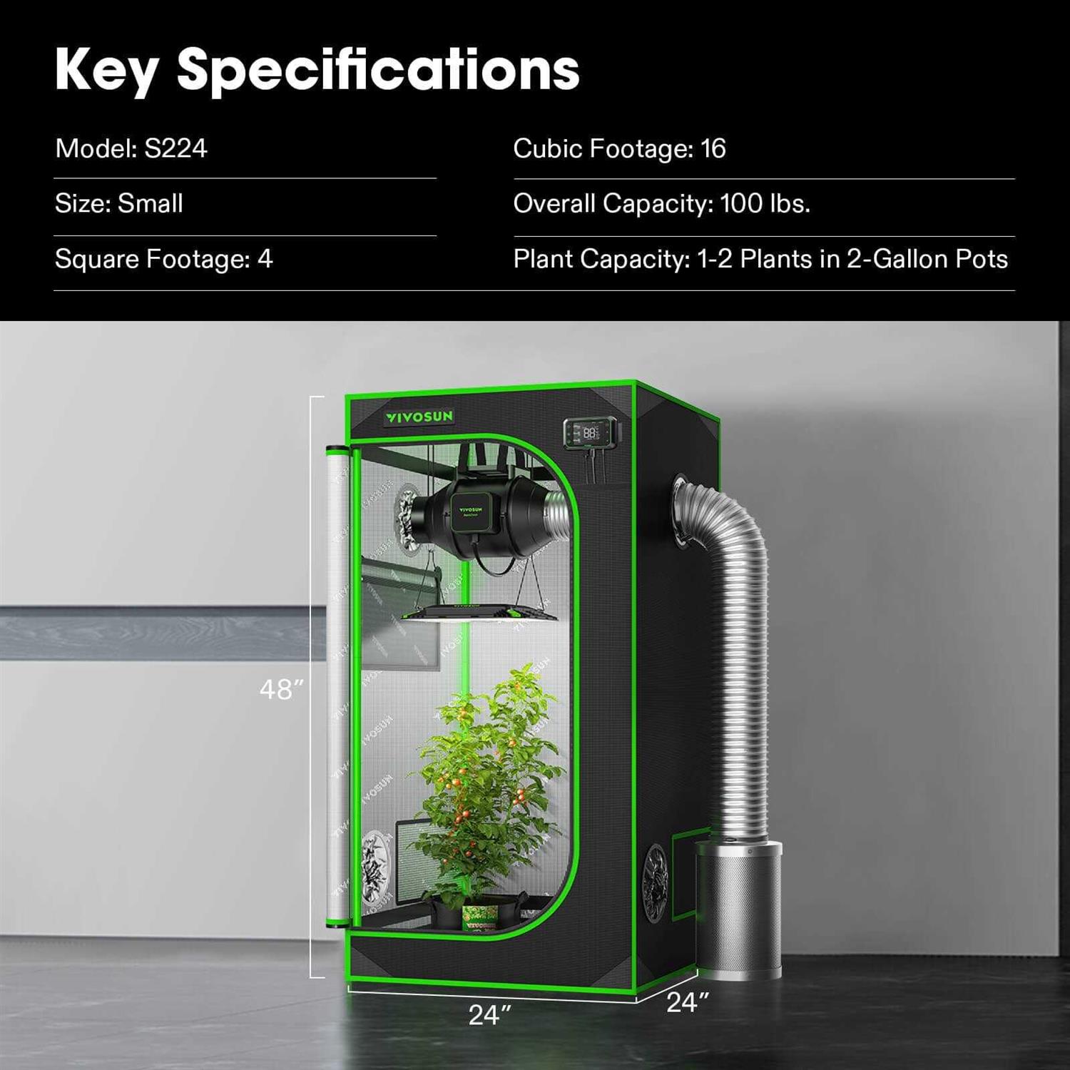 S224 2x2 Mylar Grow Tent - Image 5