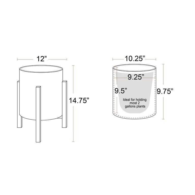 Raya White Mid-Century Modern Planter with 4-Leg Wood Base - Image 2