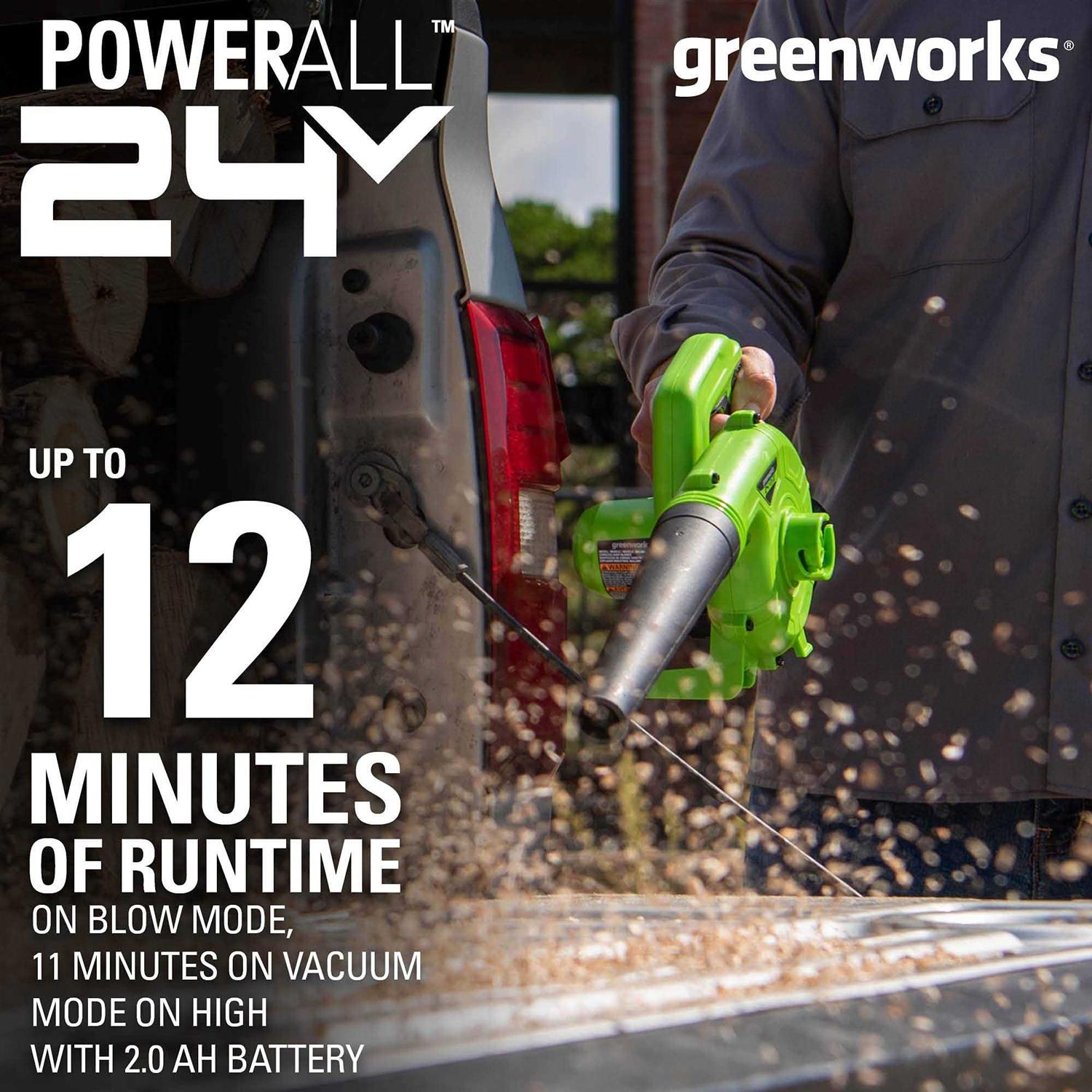 Greenworks 90 MPH 180 CFM 24-Volt Battery Cordless Shop Blower - Image 3