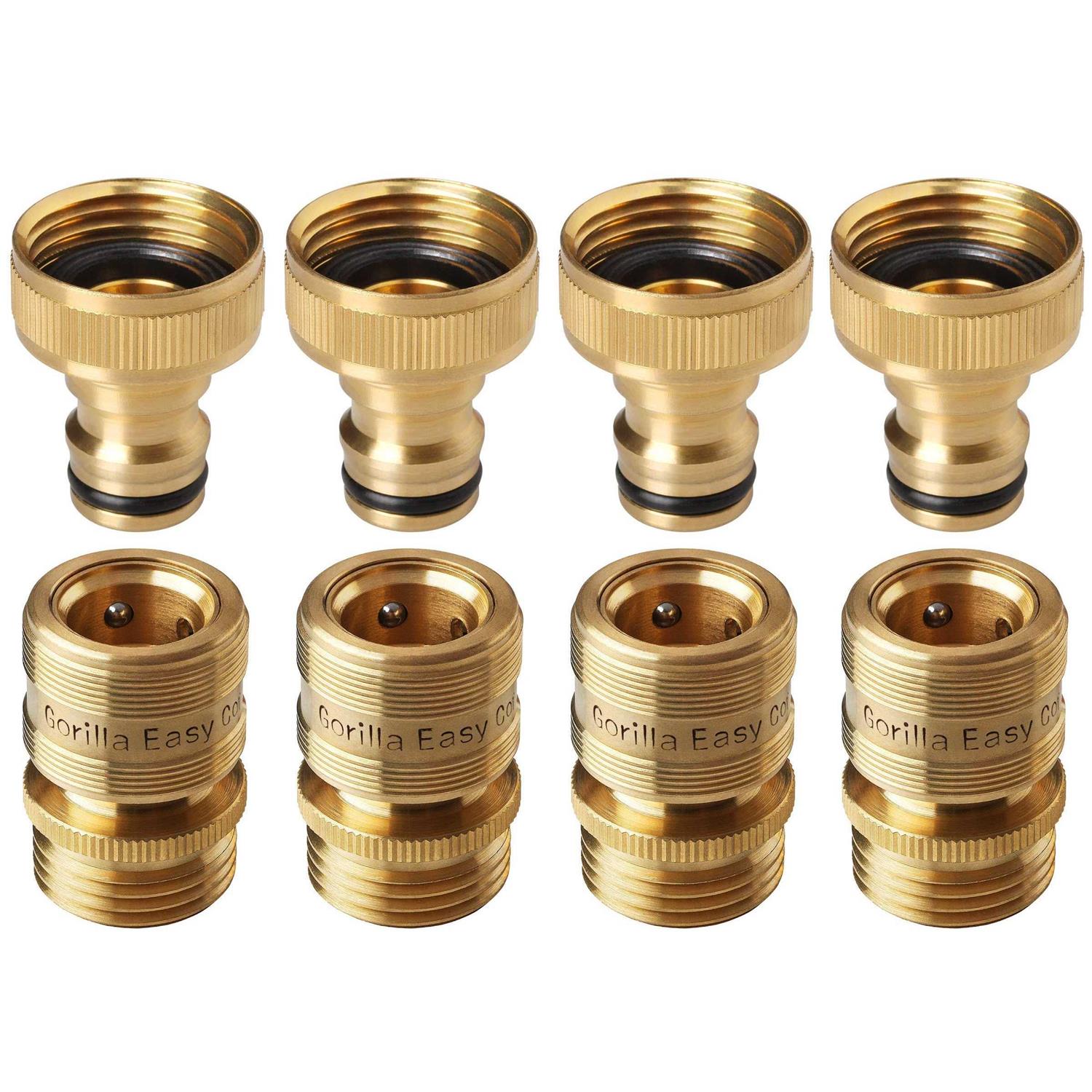 GORILLA EASY Connect Garden Hose Quick Connectors. Inch GHT Solid Brass