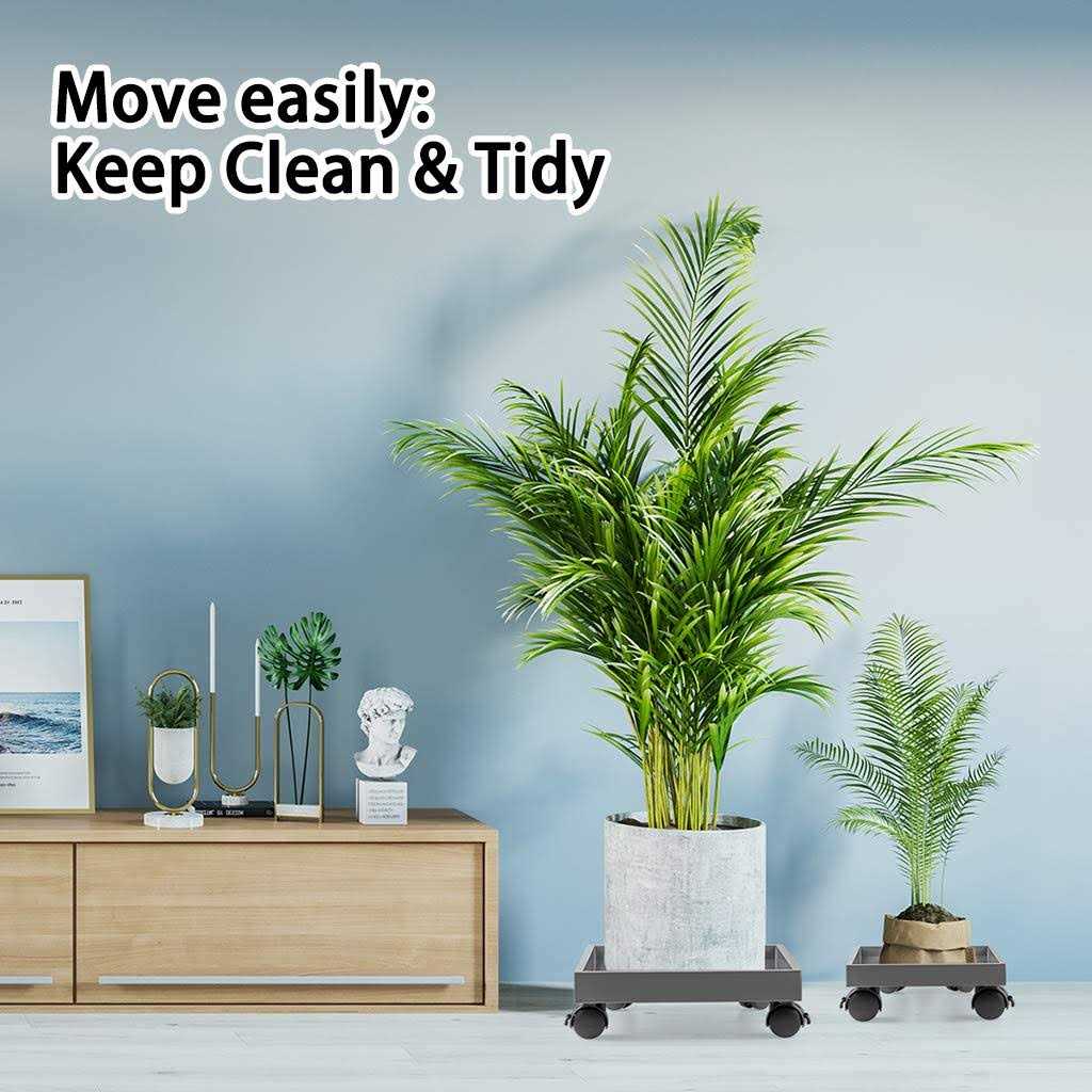 Skelang Square Plant Caddy Wheeled Planter Trays ABS Plant Pallet Heavy Duty Plant Dolly Saucer for Moving Potted Planter - Image 4