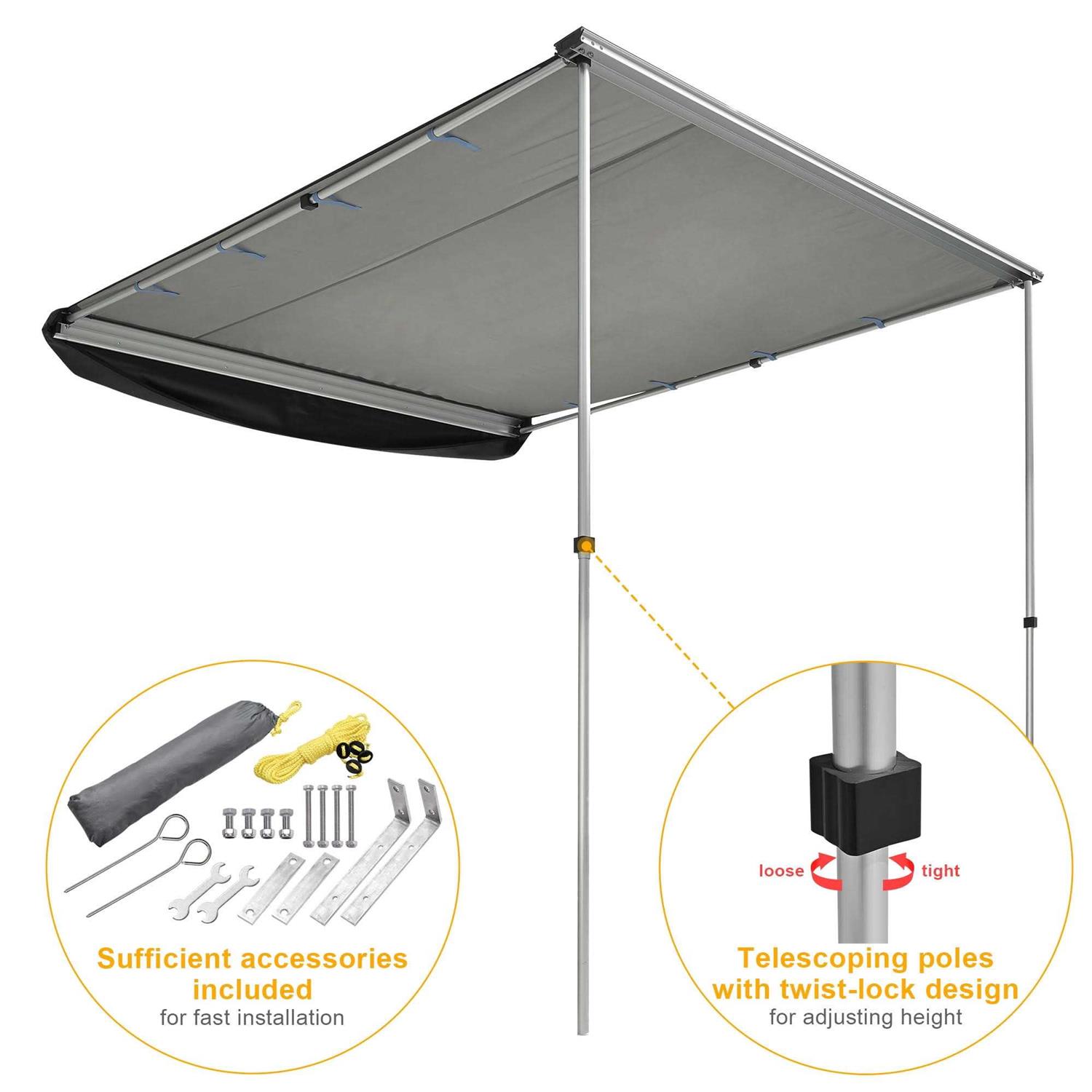 LAGarden 8'2 x 7'7 Manual Elongated Dome Patio Awning - Image 2