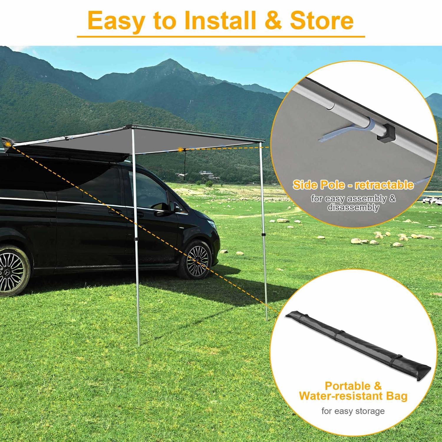 LAGarden 8'2 x 7'7 Manual Elongated Dome Patio Awning - Image 4