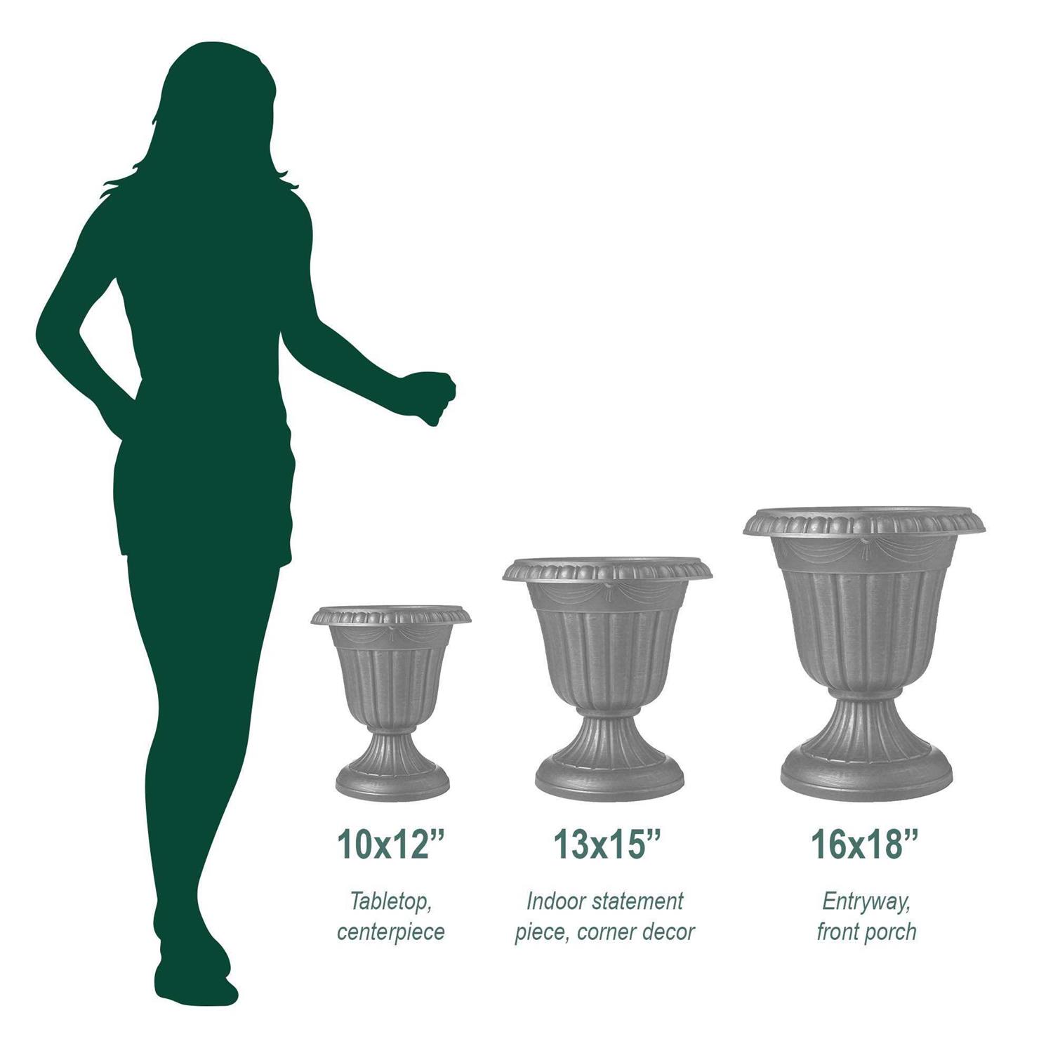 Arcadia Garden Products 13x15 inch Traditional Plastic Urn Planter - Image 4