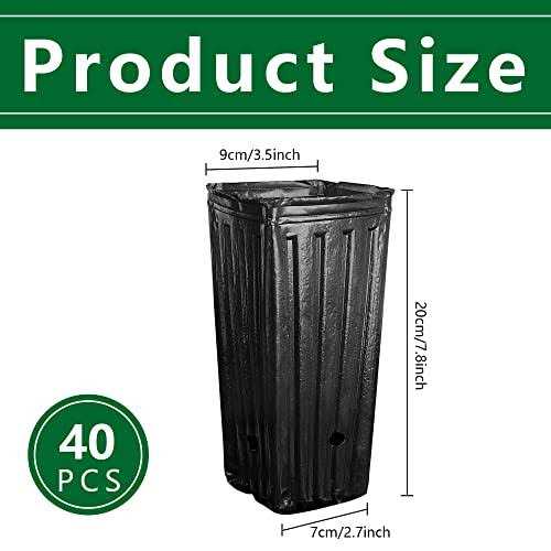 Iceyyyy Tall Tree Pots,Plastic Deep Nursery Treepots,7.8 Tall Seedling Flower Plant Container Pots for Indoor Outdoor Garden Plants - Image 2
