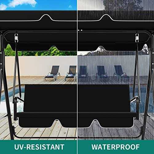 Dextrus Outdoor Patio Swing Chair 3 Person Porch Swing with Adjustable Canopy - Image 4