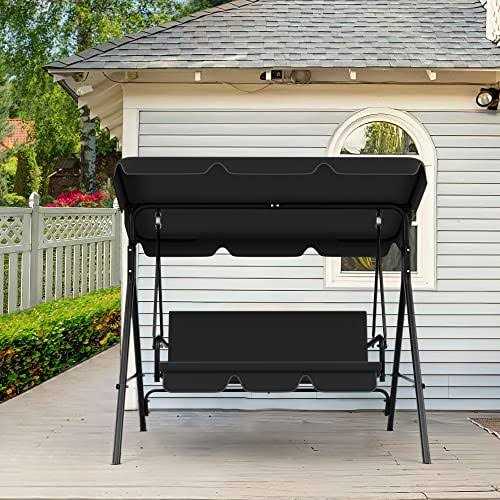 Dextrus Outdoor Patio Swing Chair 3 Person Porch Swing with Adjustable Canopy - Image 4