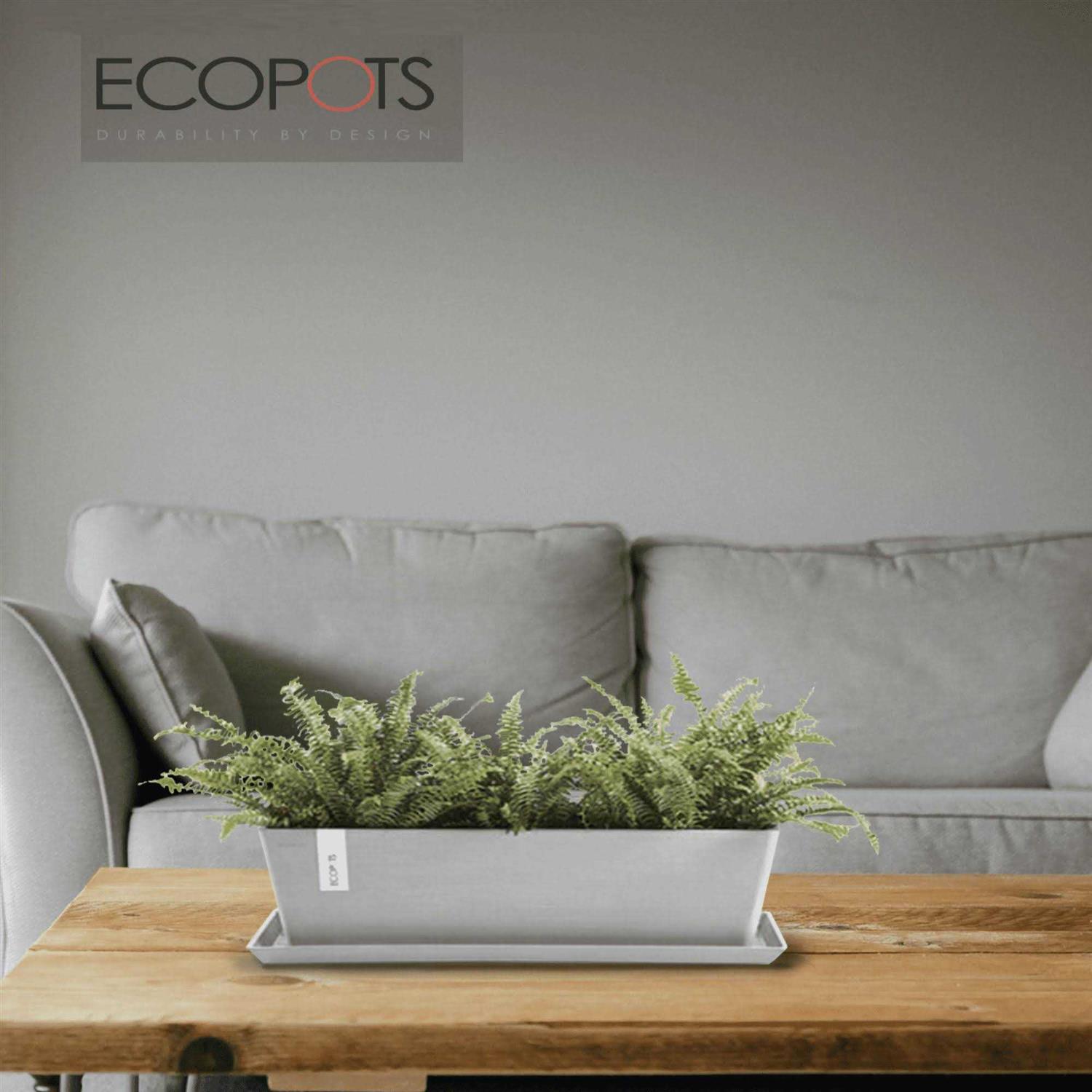 Ecopots Rectangular In/Outdoor Recycled Plastic Planter Flower Pot Saucer - Image 2