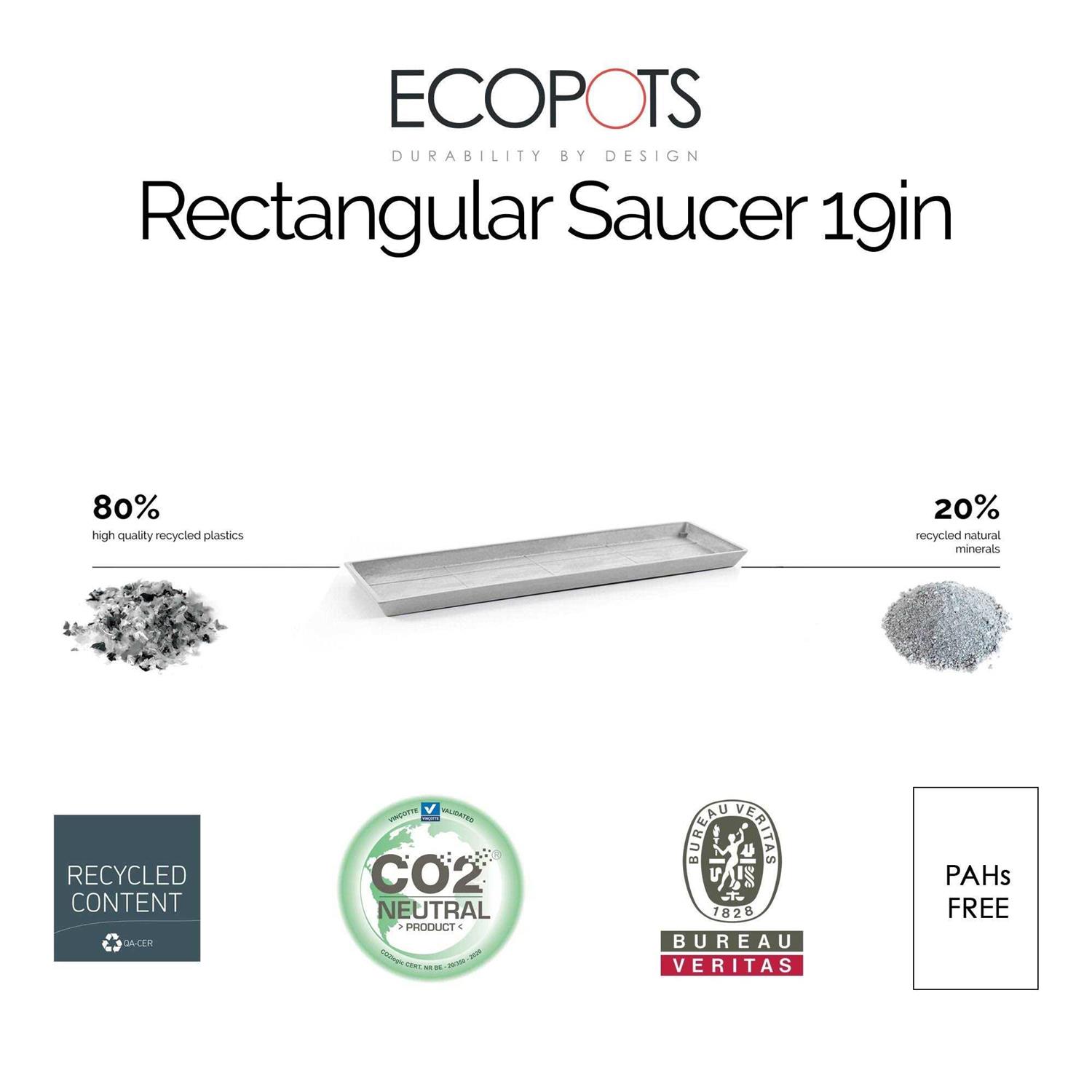 Ecopots Rectangular In/Outdoor Recycled Plastic Planter Flower Pot Saucer - Image 3