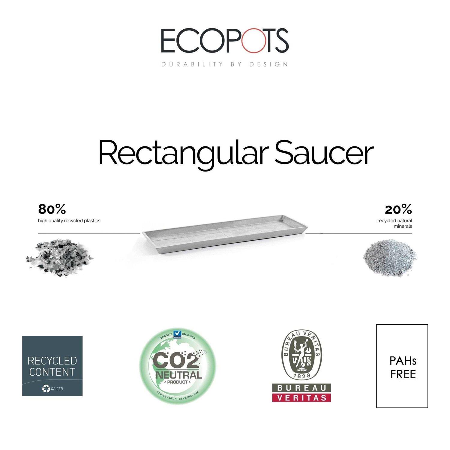 Ecopots Rectangular In/Outdoor Recycled Plastic Planter Flower Pot Saucer - Image 4