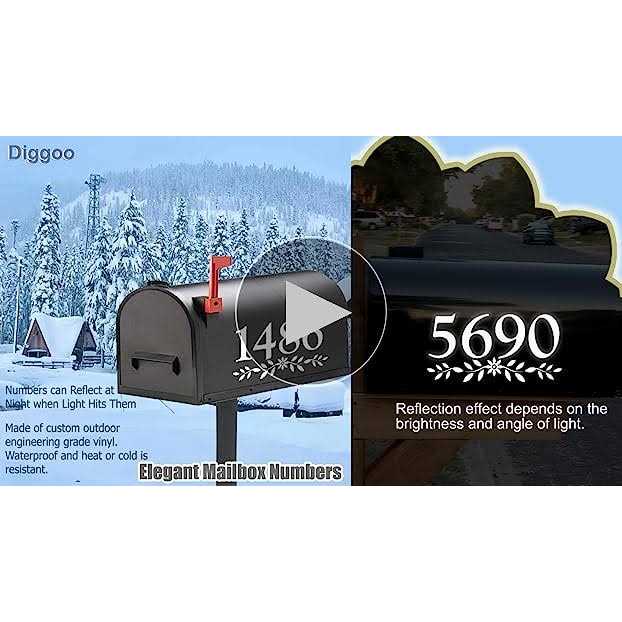 Diggoo Reflective Mailbox Numbers Die Cut Decal Rustic Style Flowers House Number Address Sign Front Door Decal Vinyl Letterin - Image 3